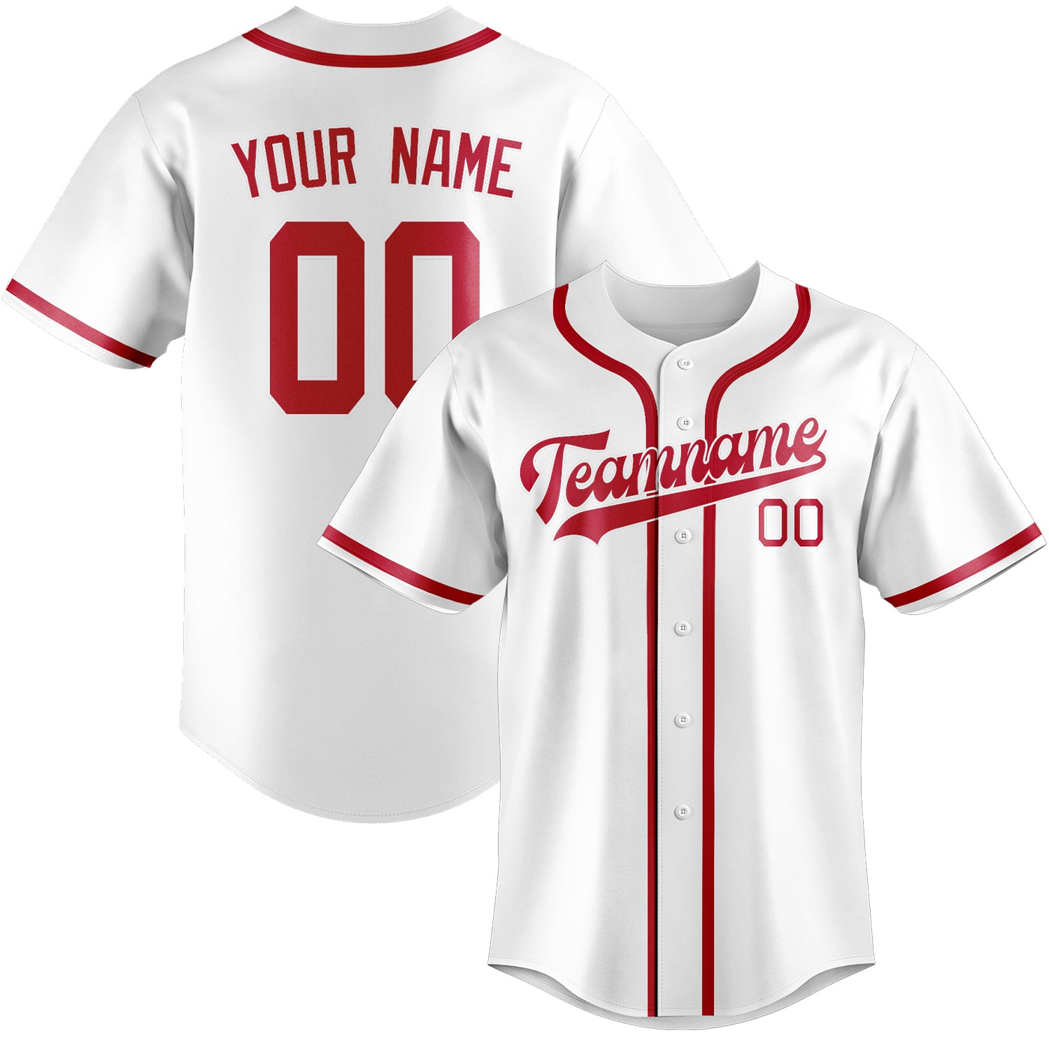 Custom White Red Baseball Jersey