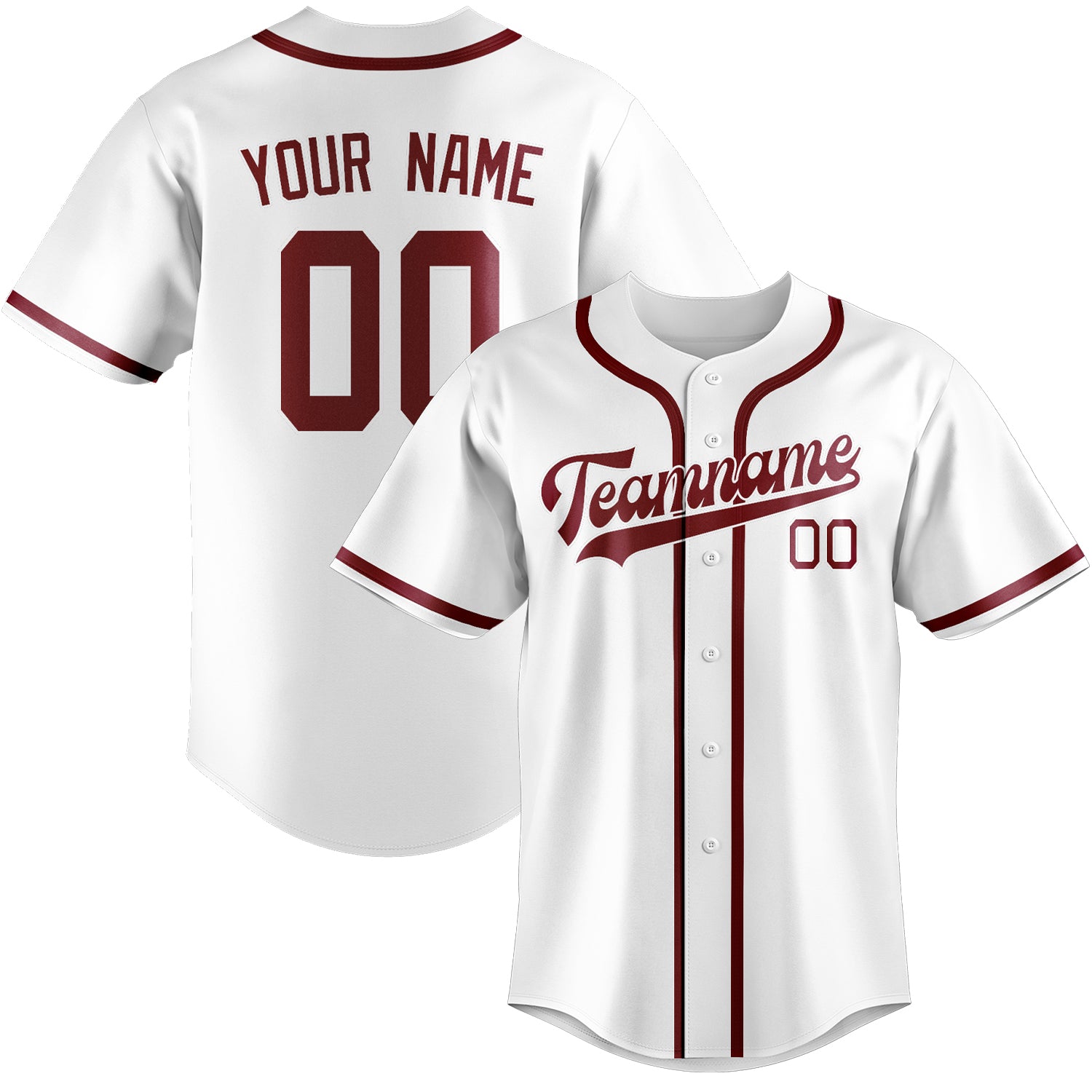 Custom White Crimson Red Baseball Jersey