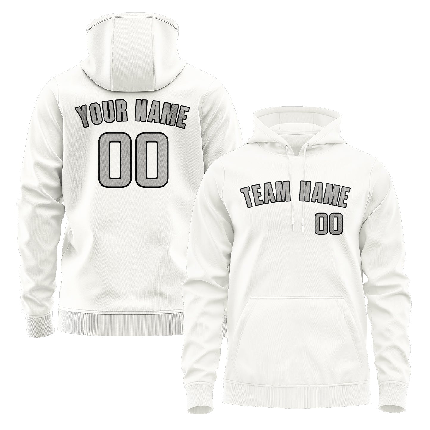 Custom White Gray Hoodie