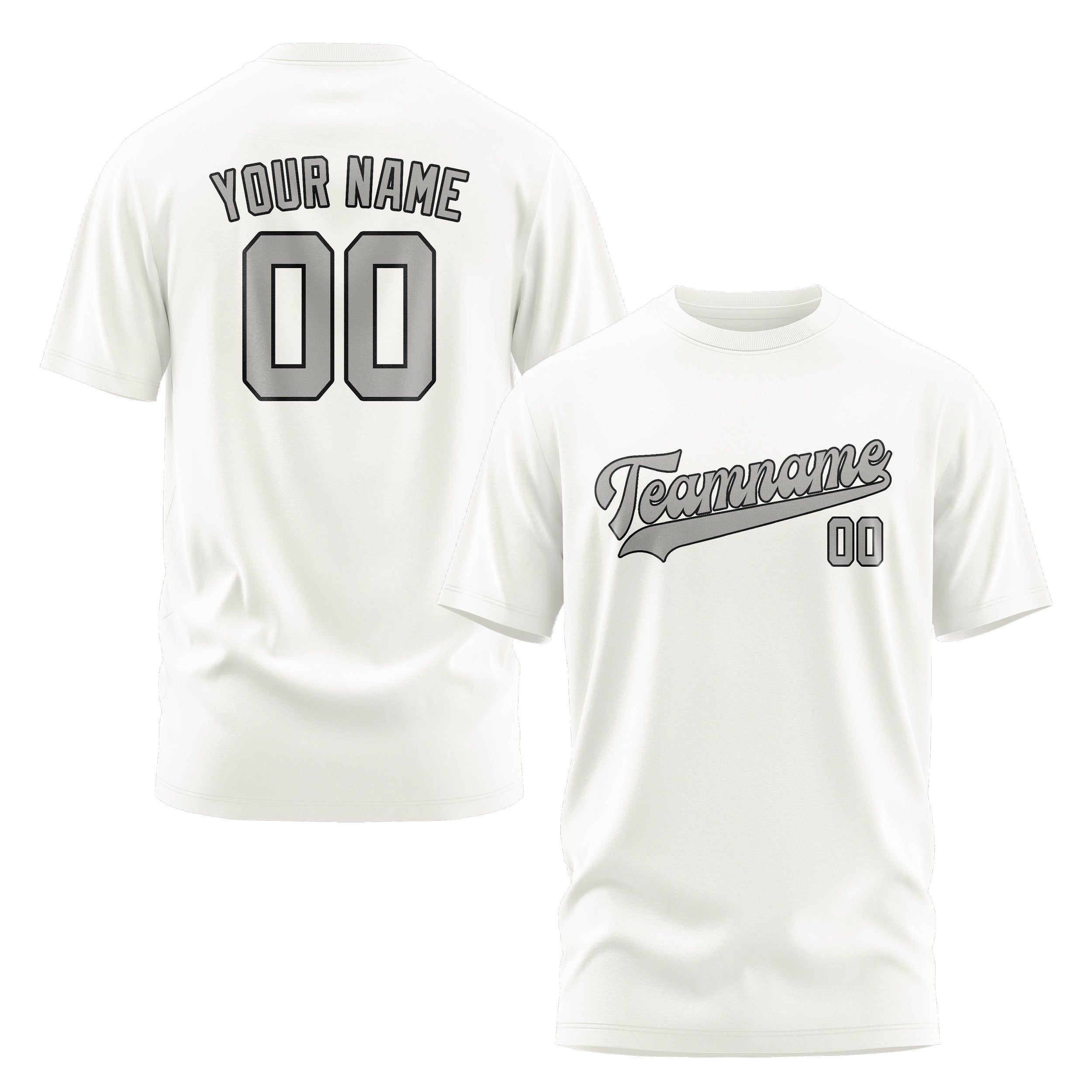 Custom White Gray T-Shirt