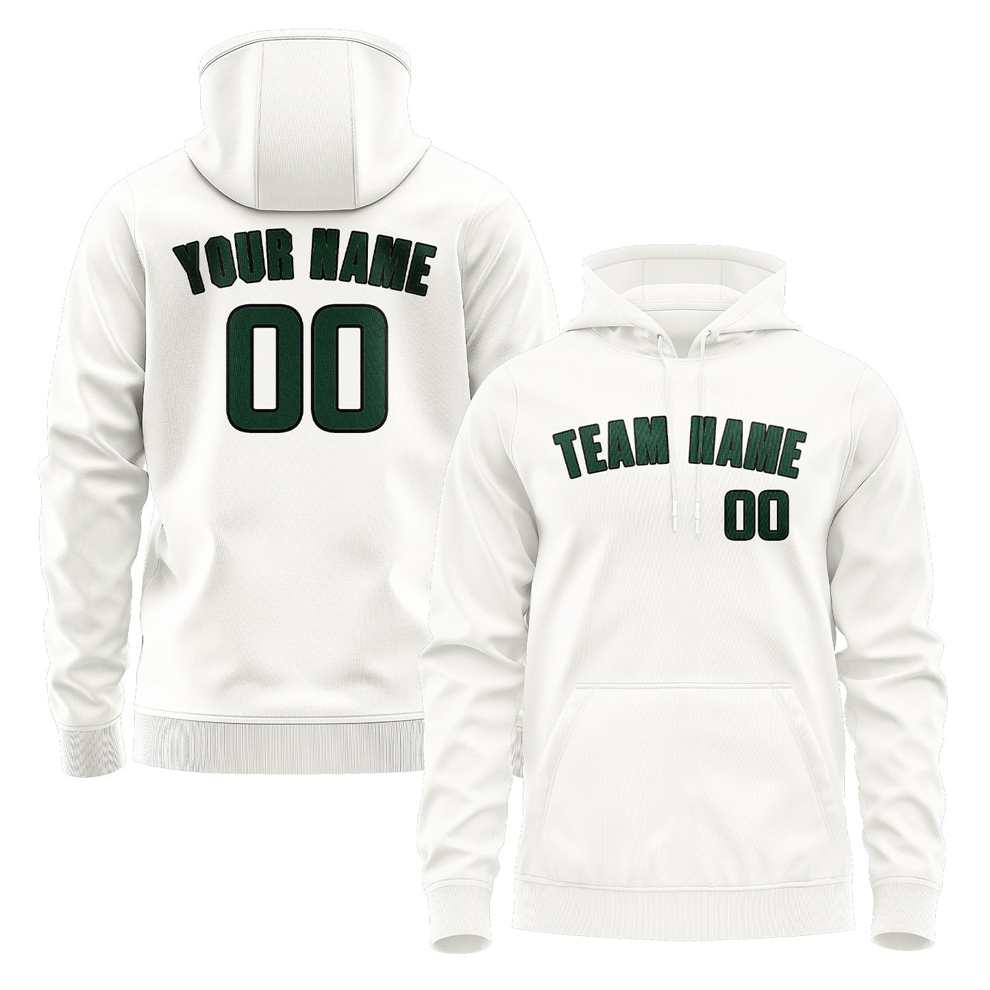 Custom White Green Hoodie