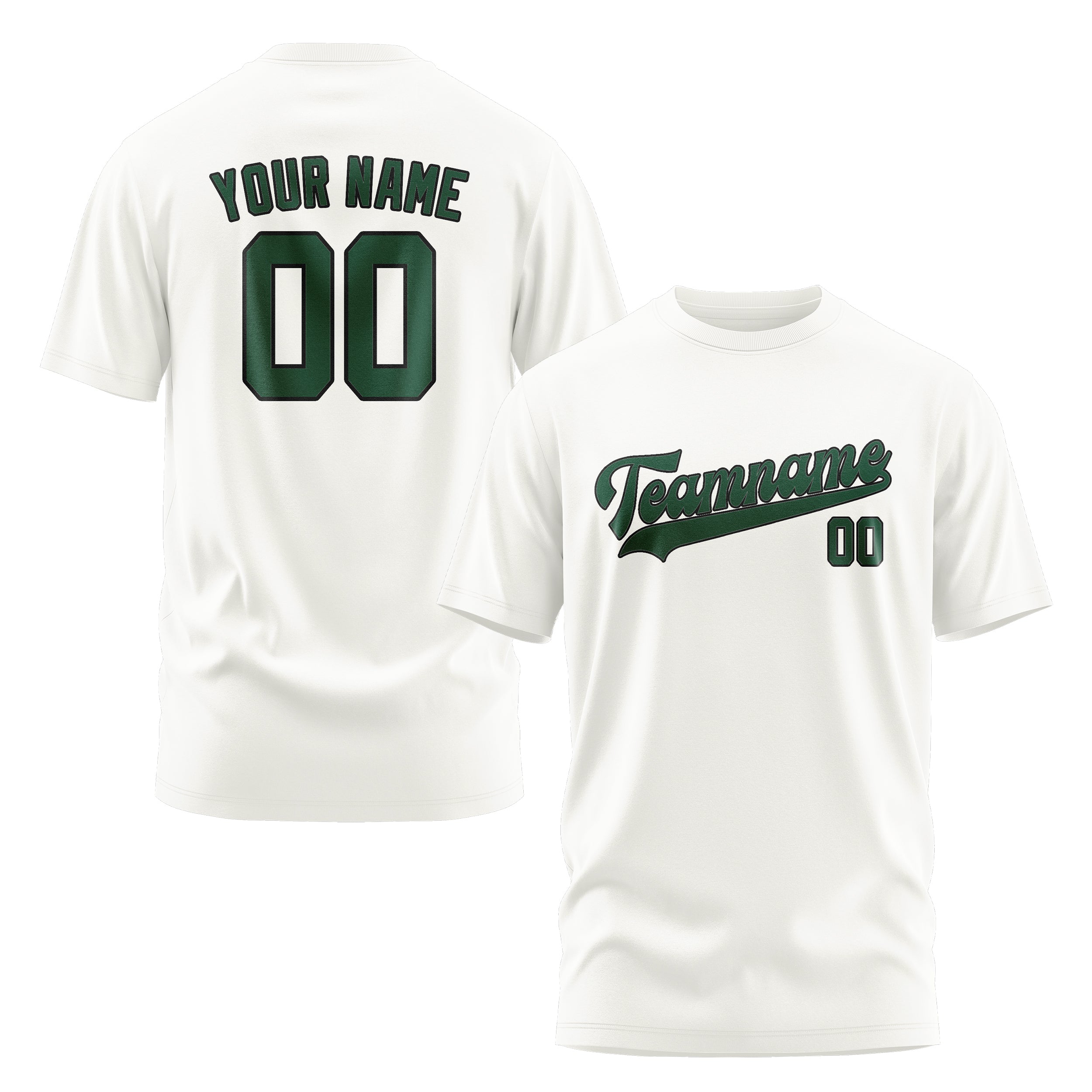 Custom White Green T-Shirt