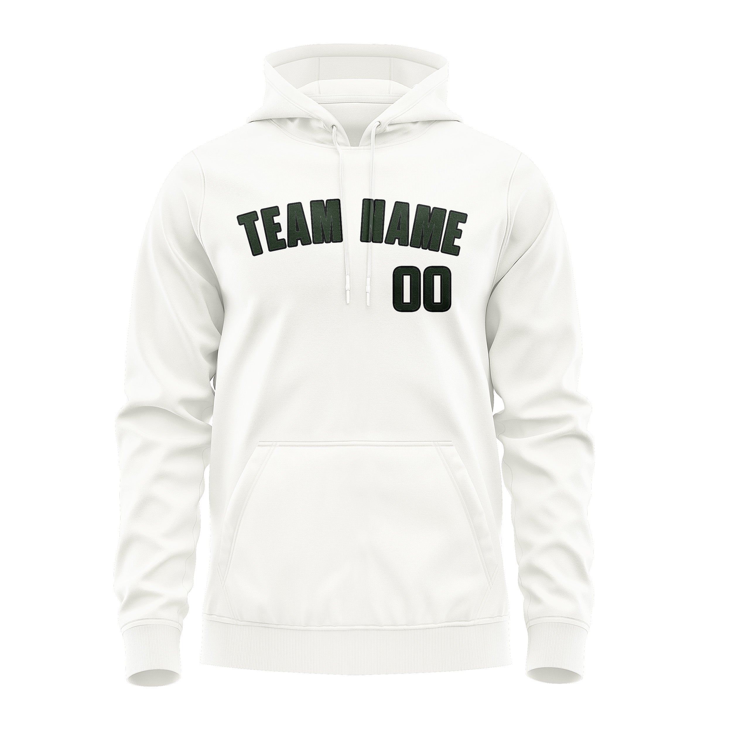 Custom White Dark Green Hoodie