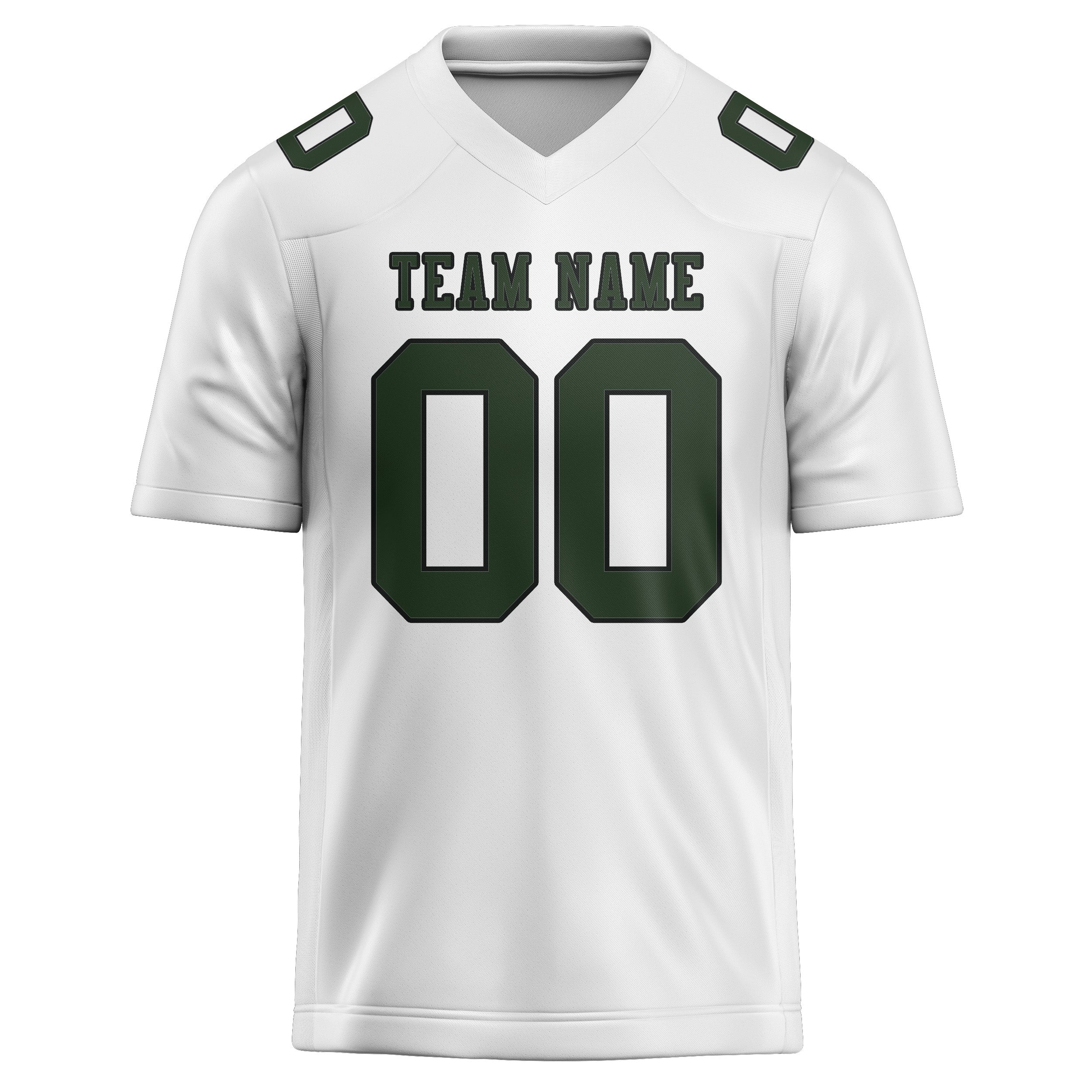 Custom White Dark Green Football Jersey