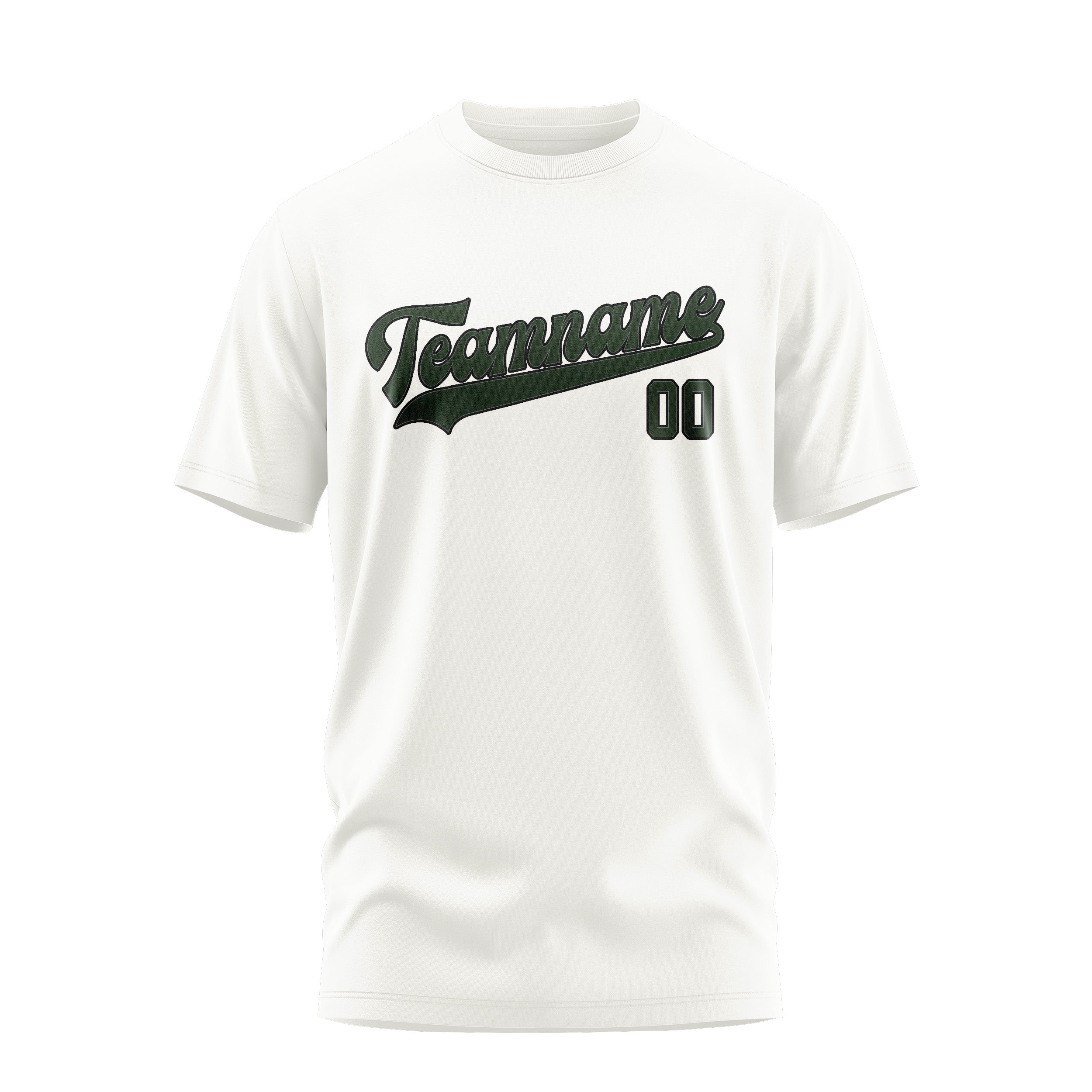 Custom White Dark Green T-Shirt