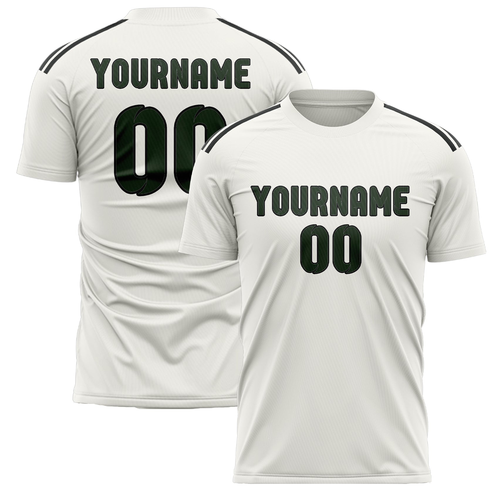 Custom White Dark Green Soccer Jersey