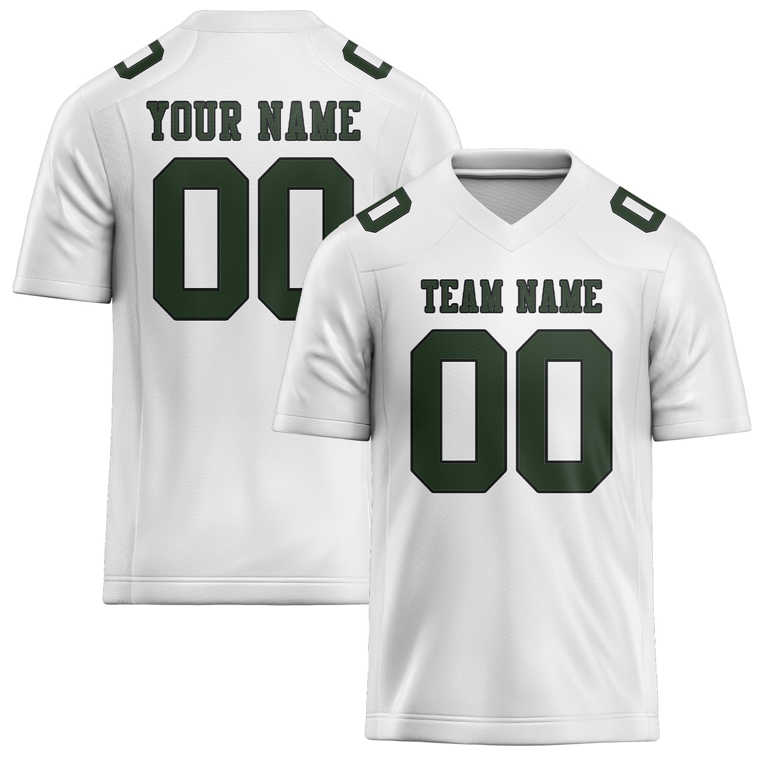 Custom White Dark Green Football Jersey