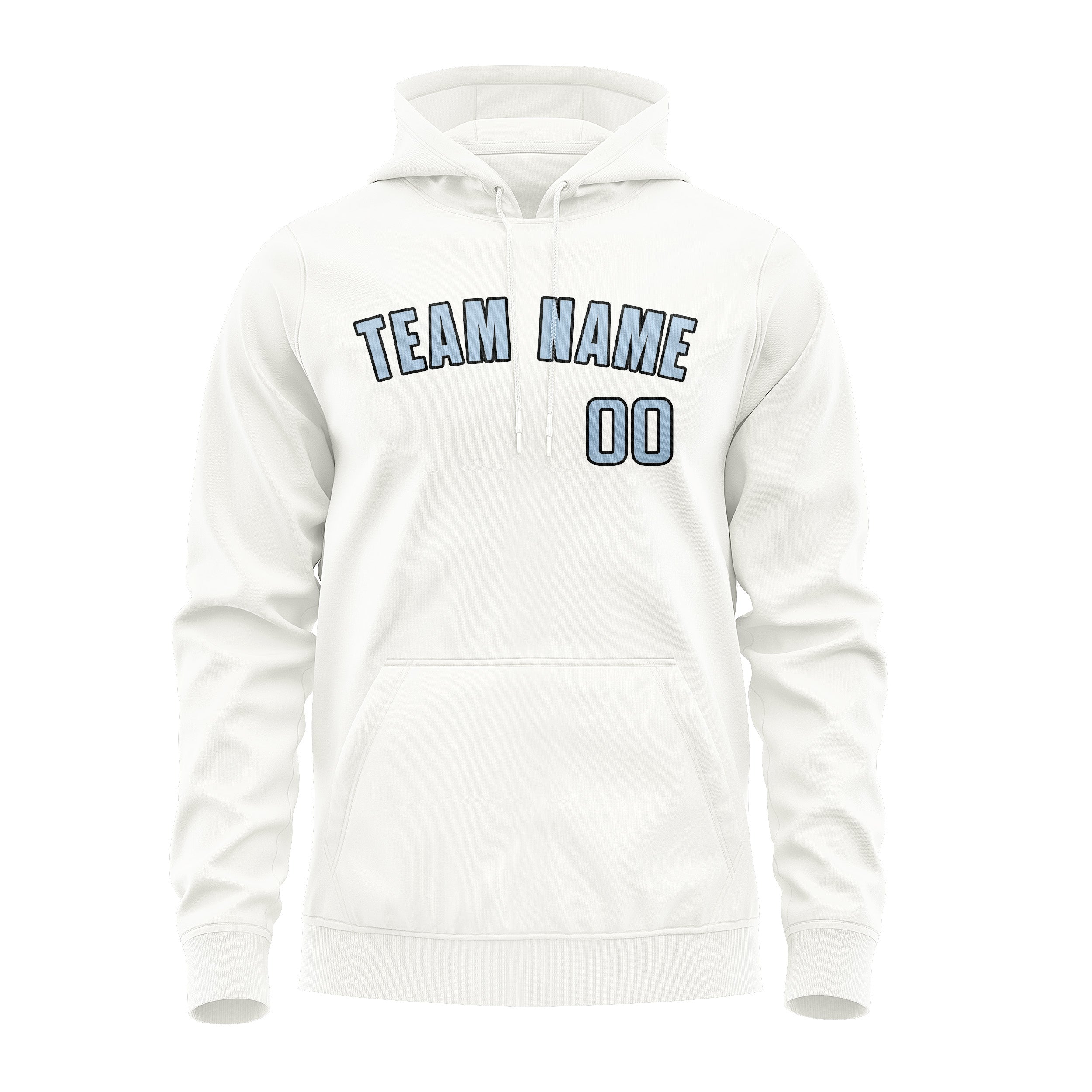 Custom White Light Blue Hoodie