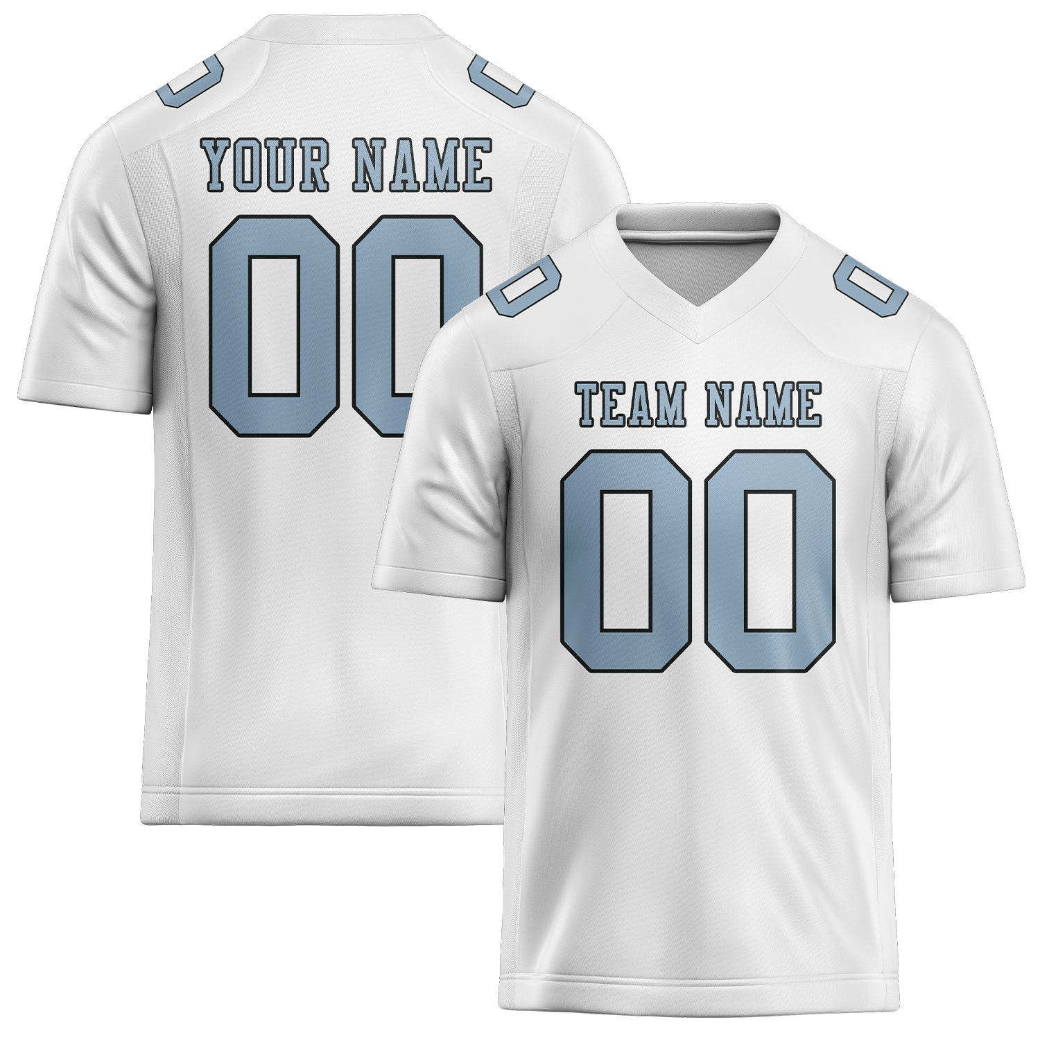 Custom White Light Blue Football Jersey