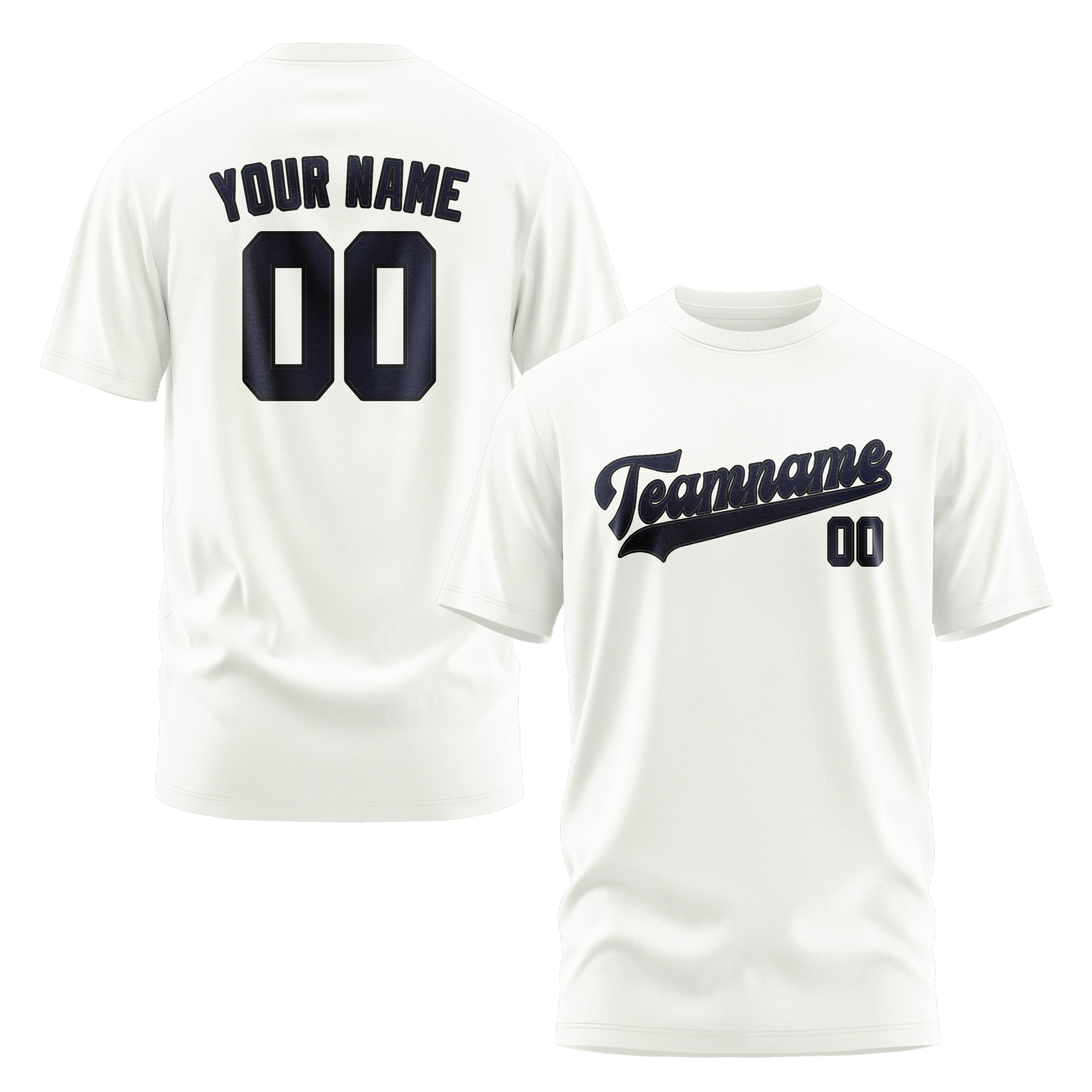 Custom White Navy T-Shirt
