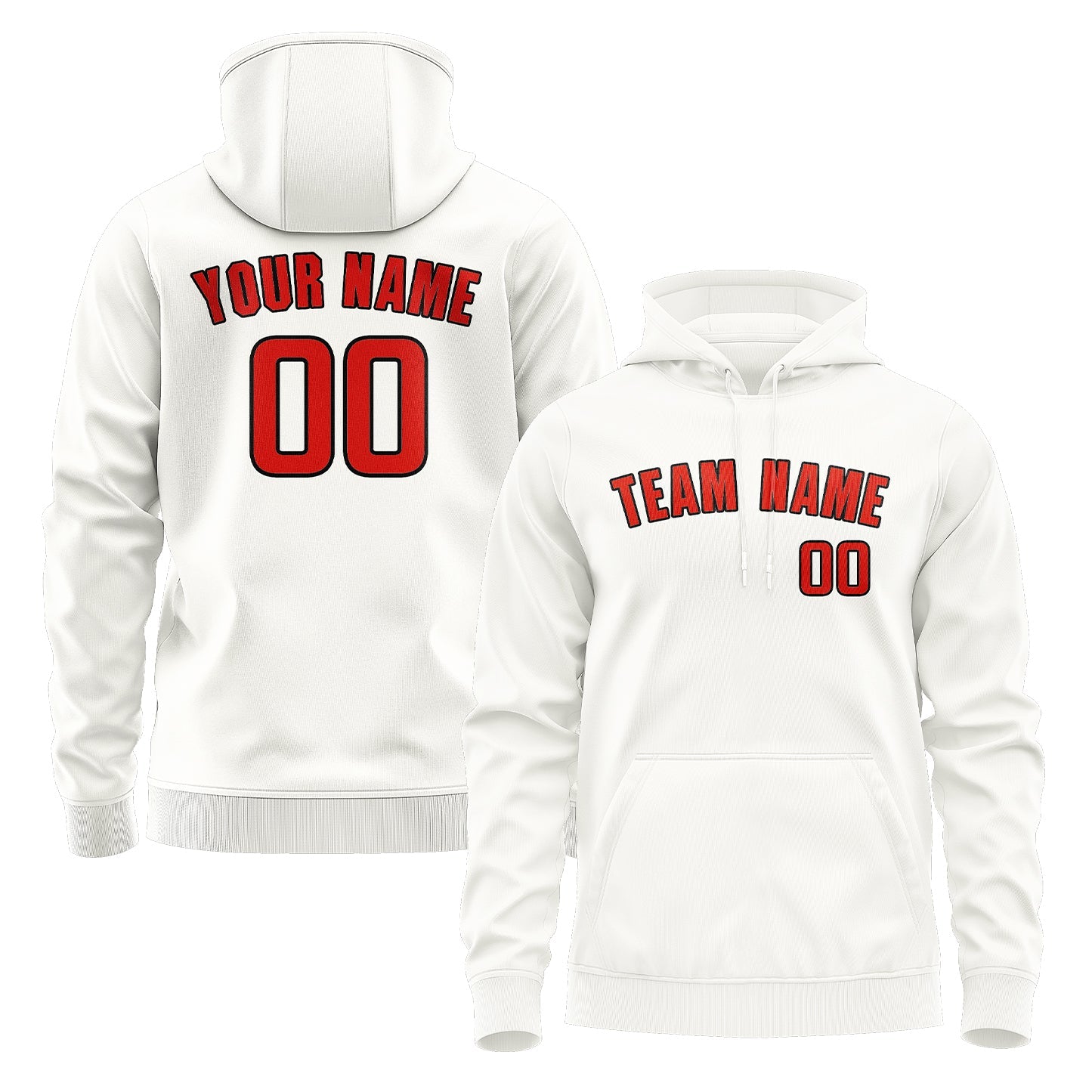Custom White Orange Red Hoodie