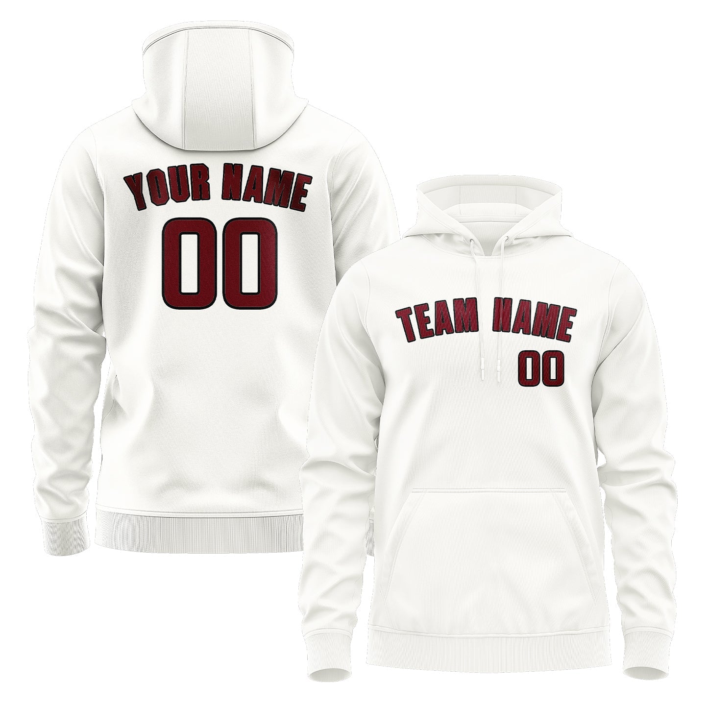Custom White Crimson Red Hoodie