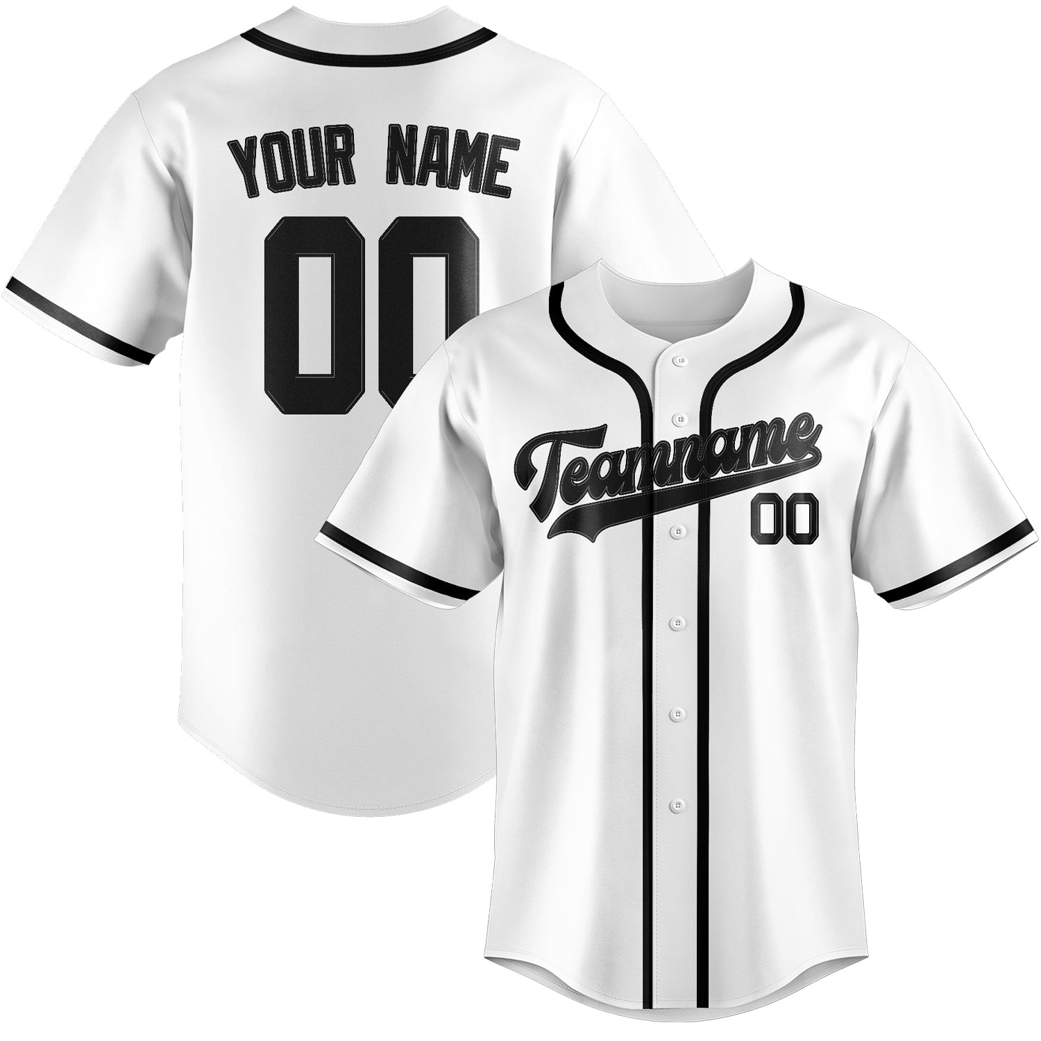 Custom White Black Baseball Jersey
