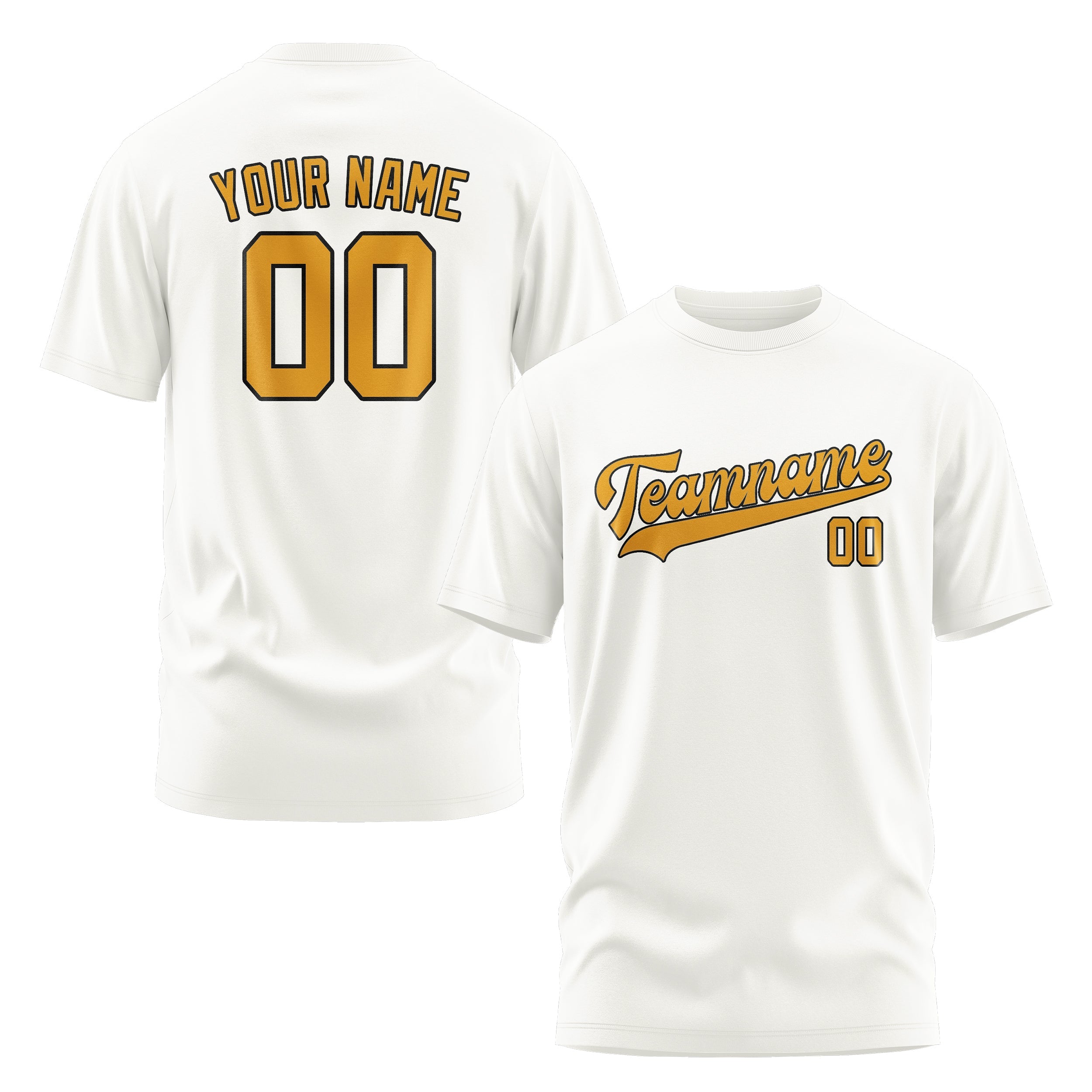Custom White Yellow T-Shirt