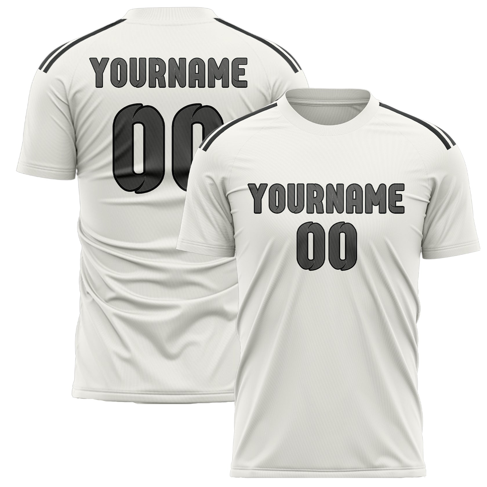 Custom White Dark Grey Soccer Jersey