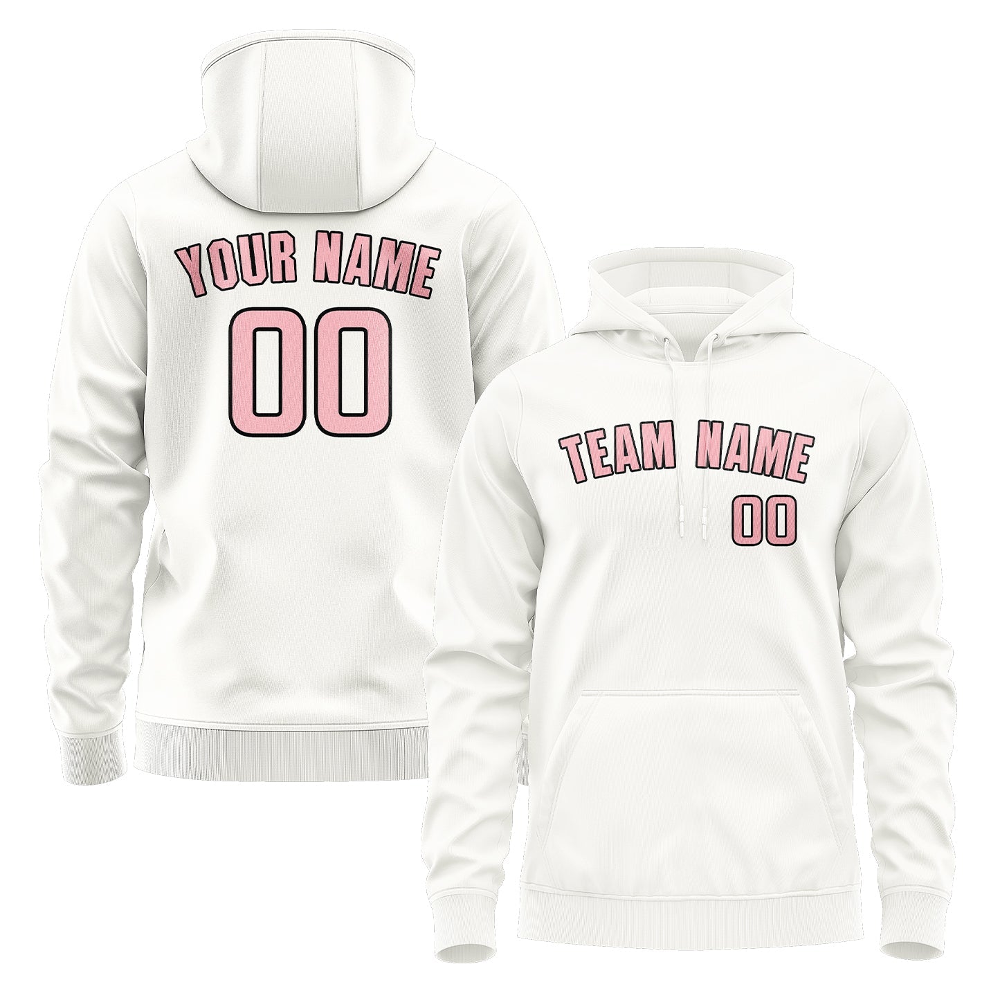 Custom White Light Pink Hoodie