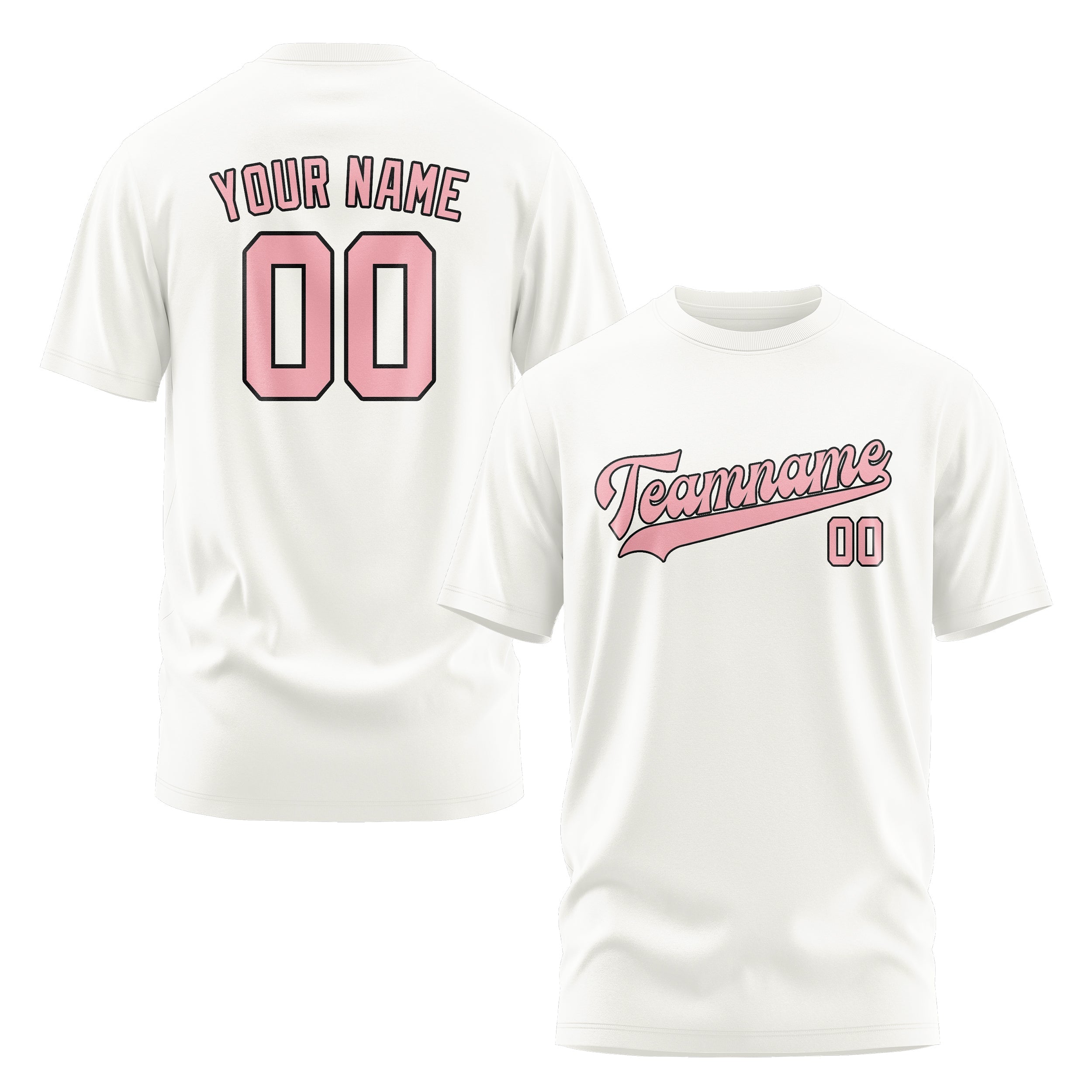 Custom White Light Pink T-Shirt