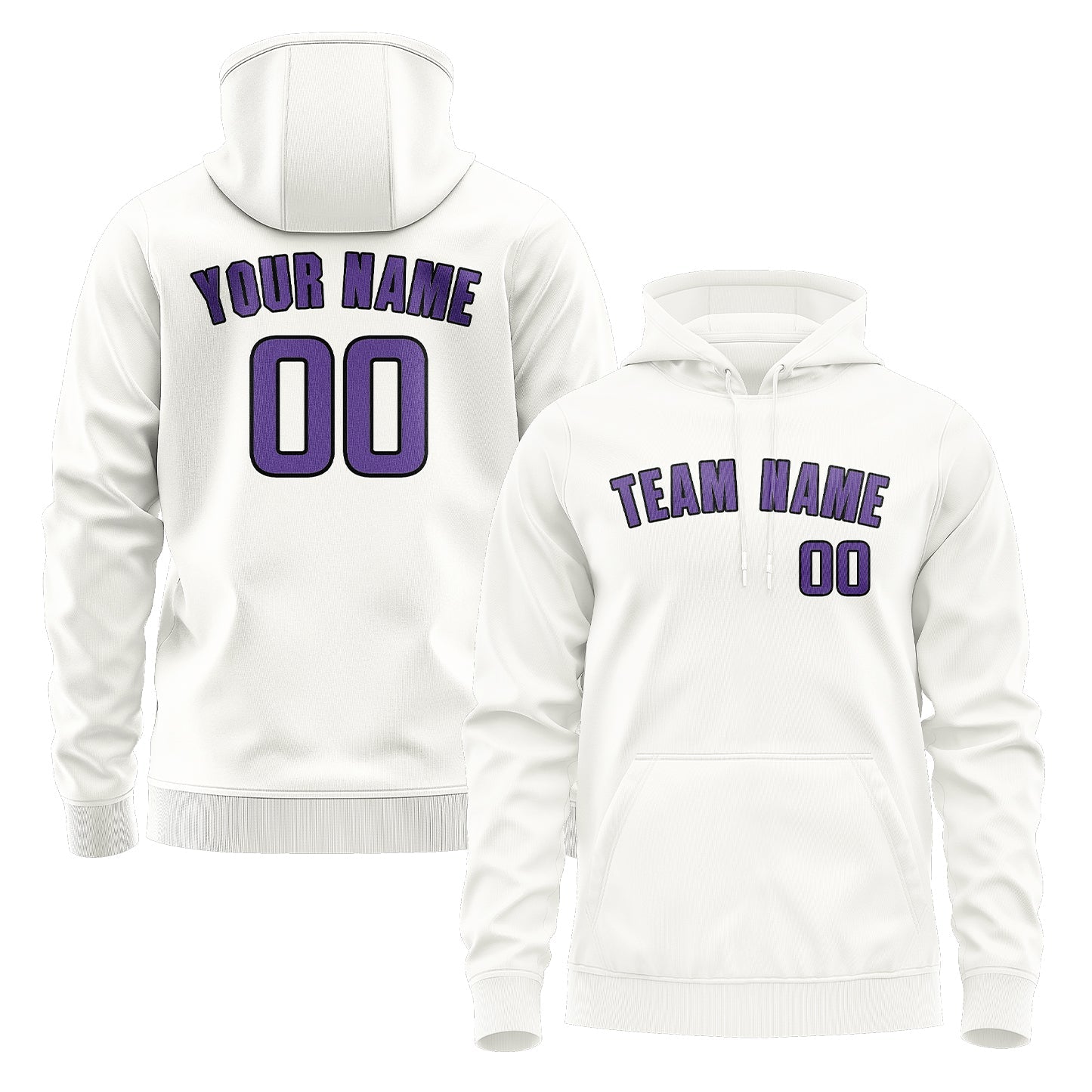 Custom White Light Purple Hoodie