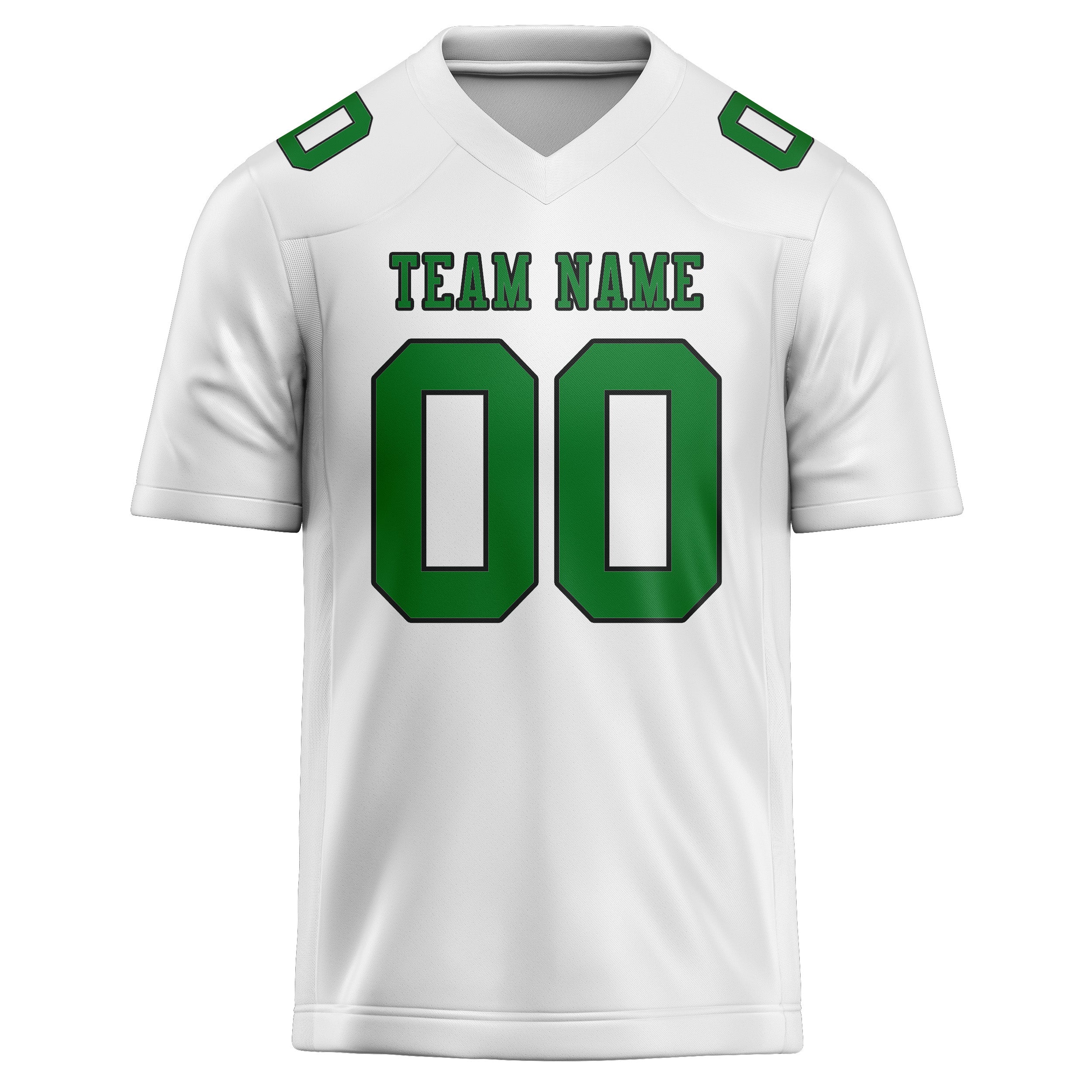 Custom White Emerald Green Football Jersey