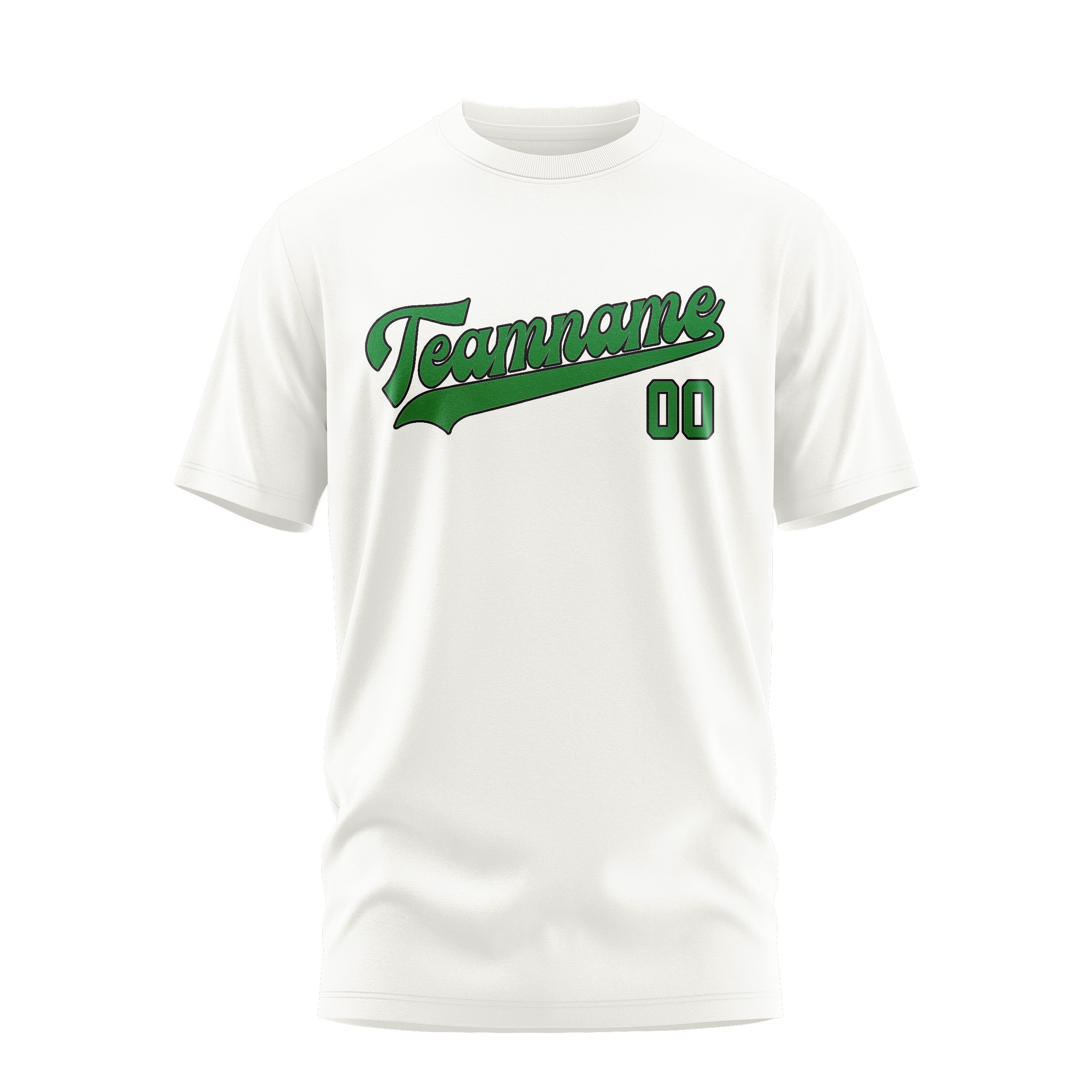 Custom White Emerald Green T-Shirt