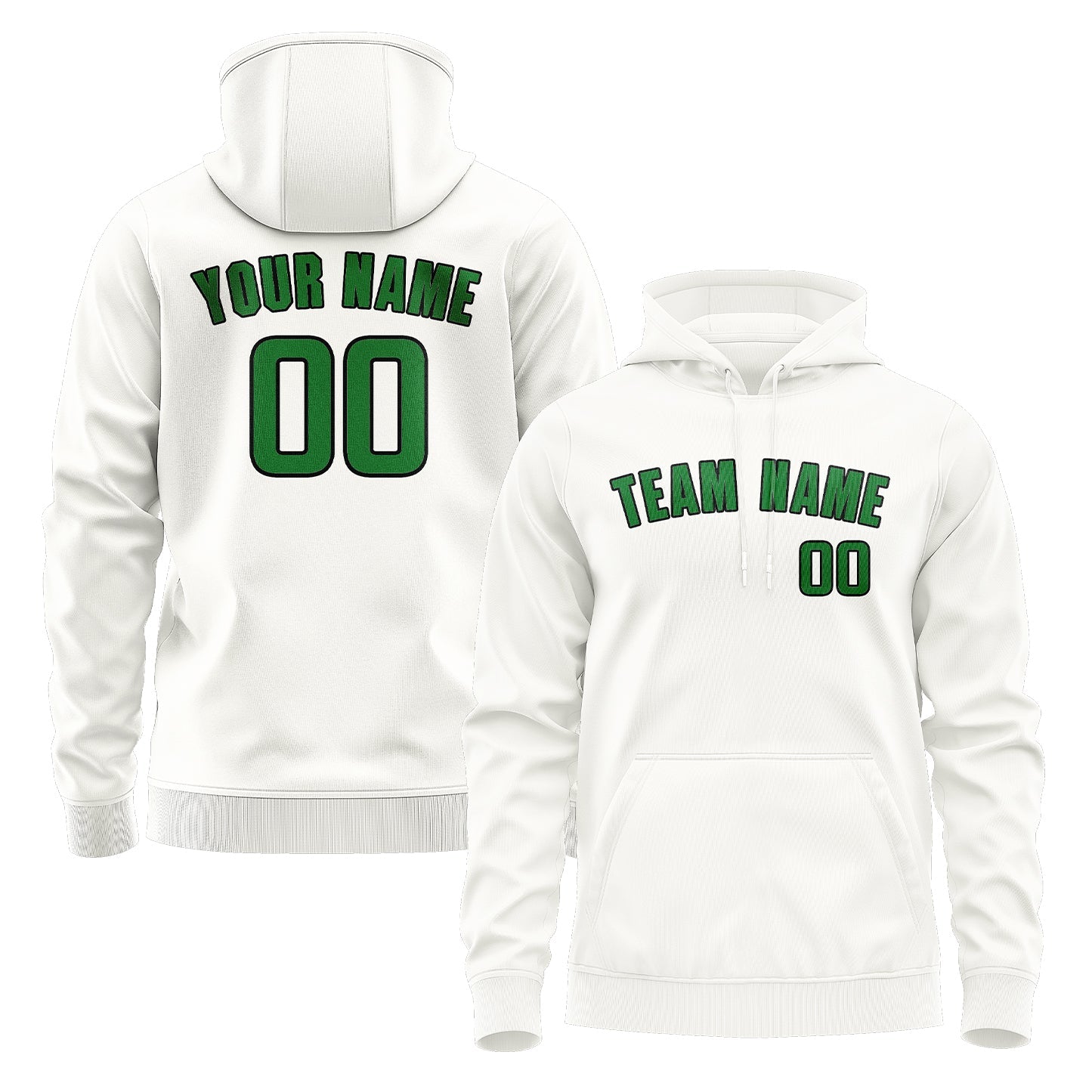 Custom White Emerald Green Hoodie