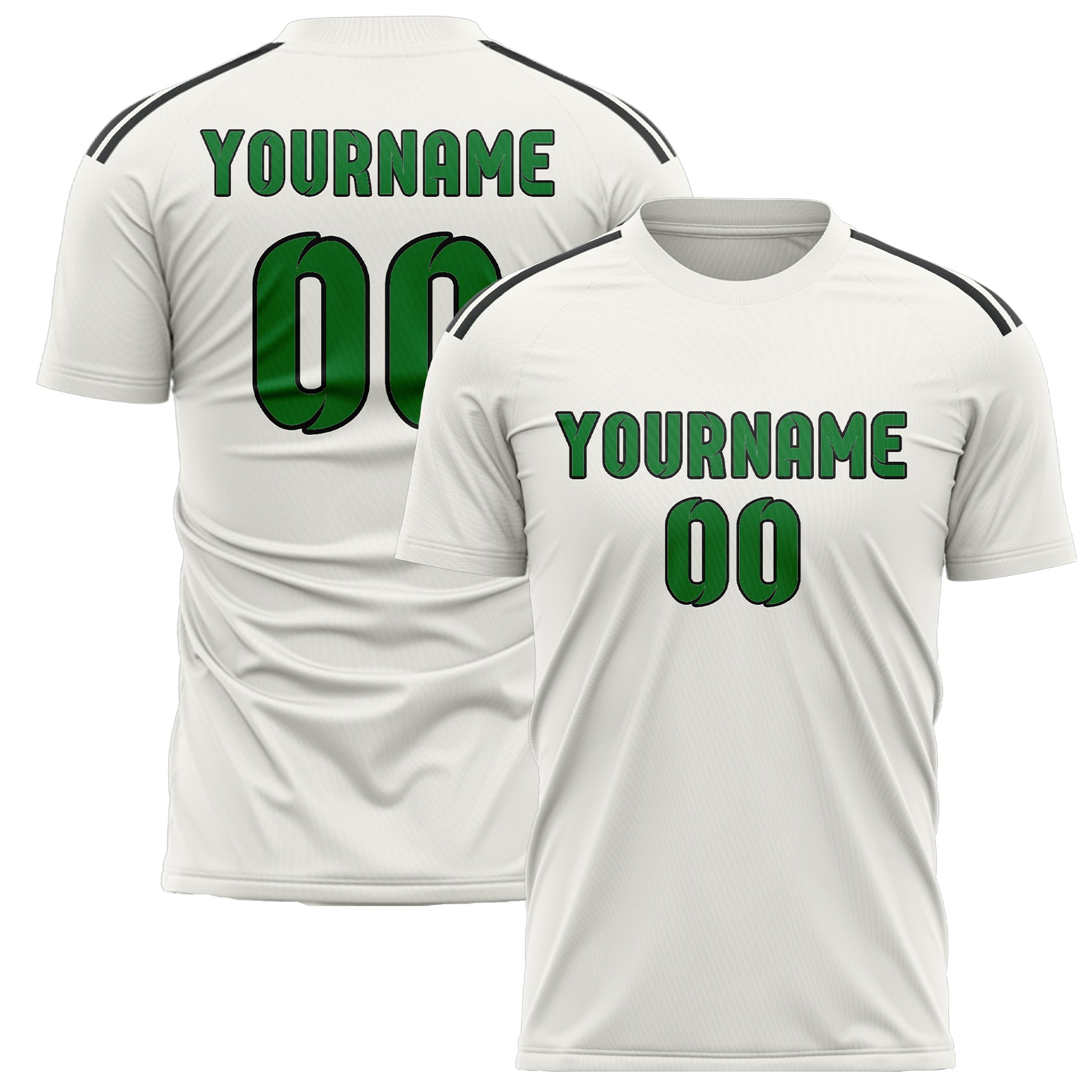 Custom White Emerald Green Soccer Jersey