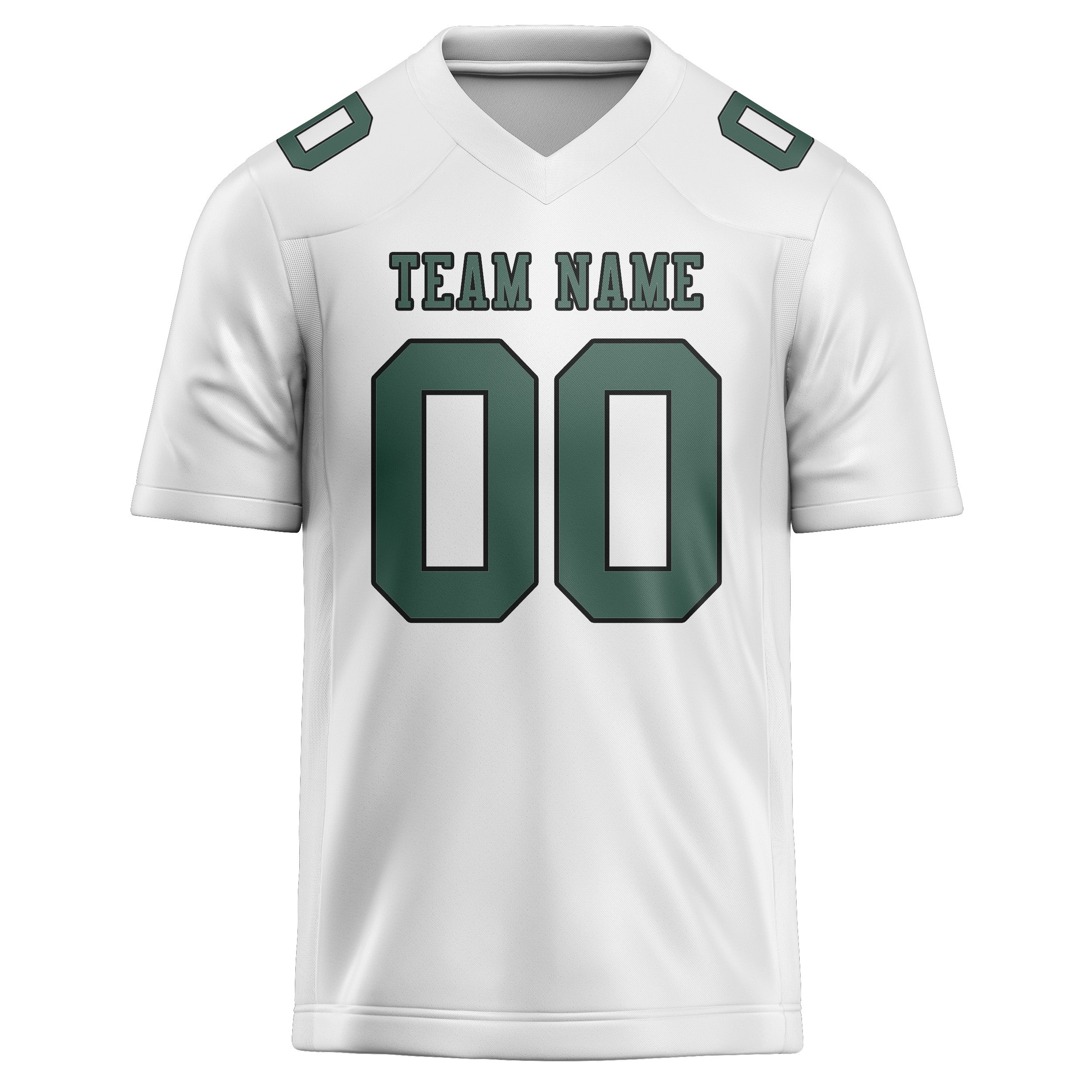 Custom White Blue Green Football Jersey