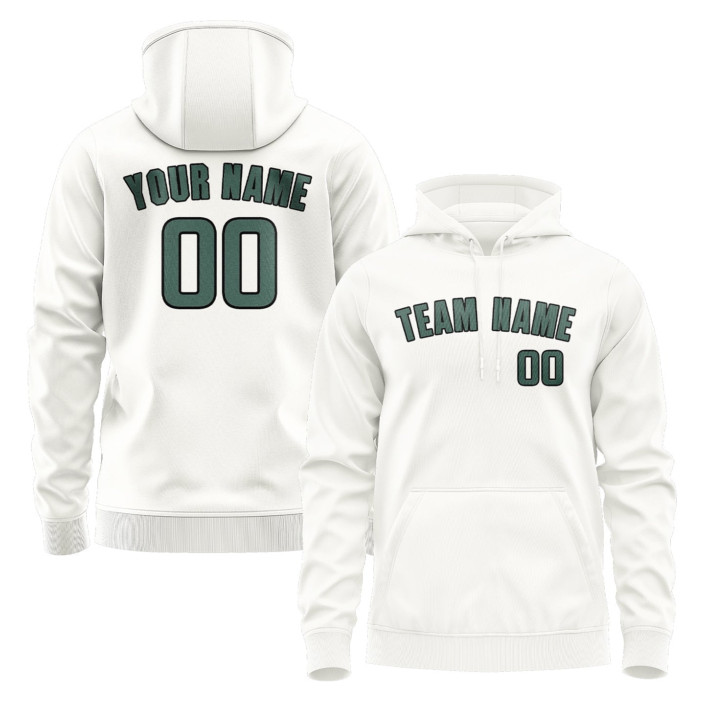 Custom White Blue Green Hoodie