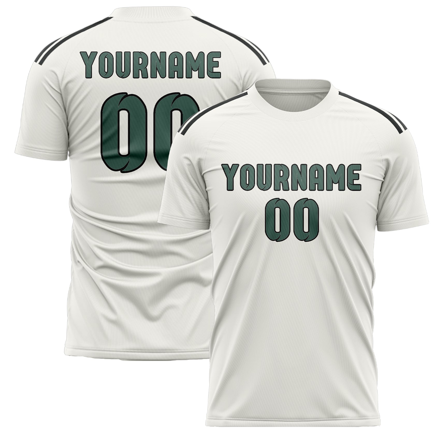 Custom White Blue Green Soccer Jersey