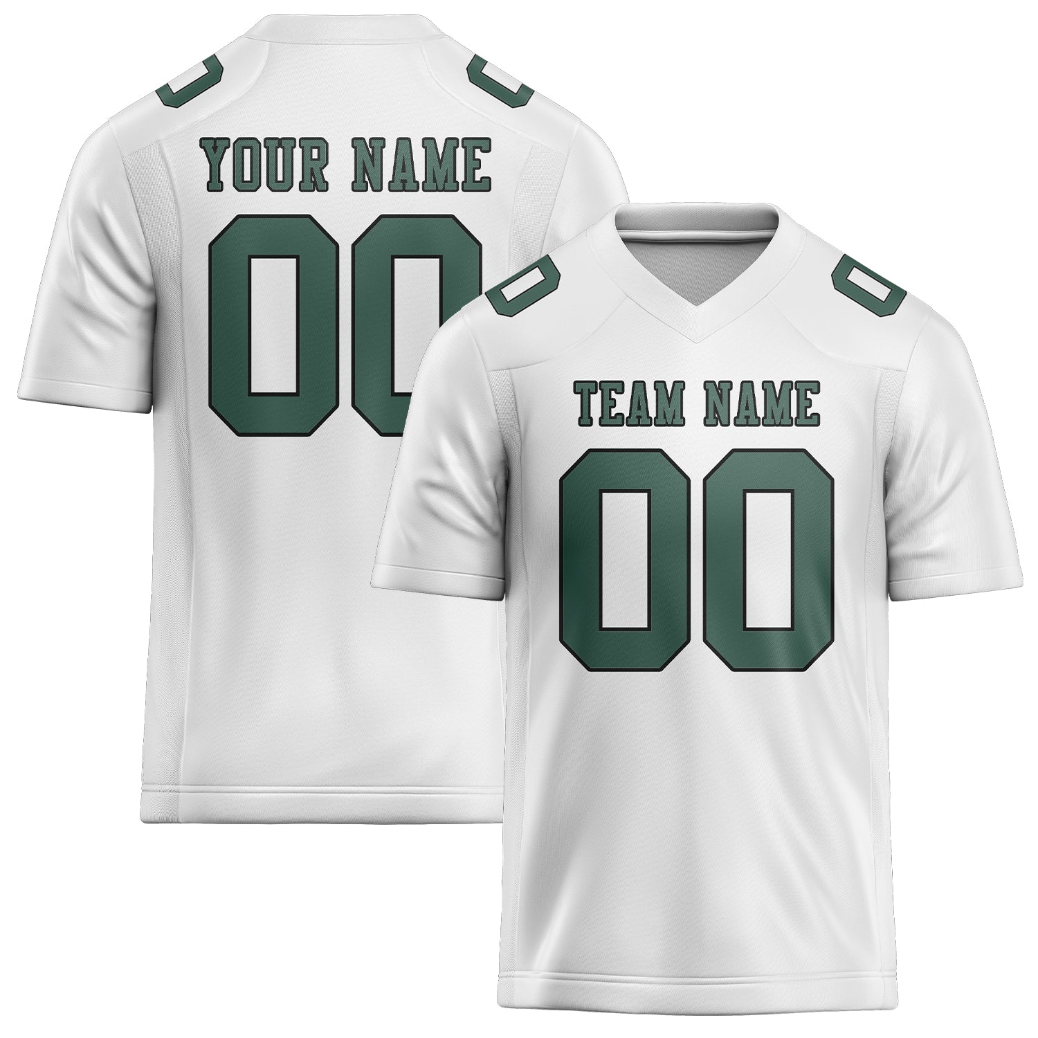 Custom White Blue Green Football Jersey