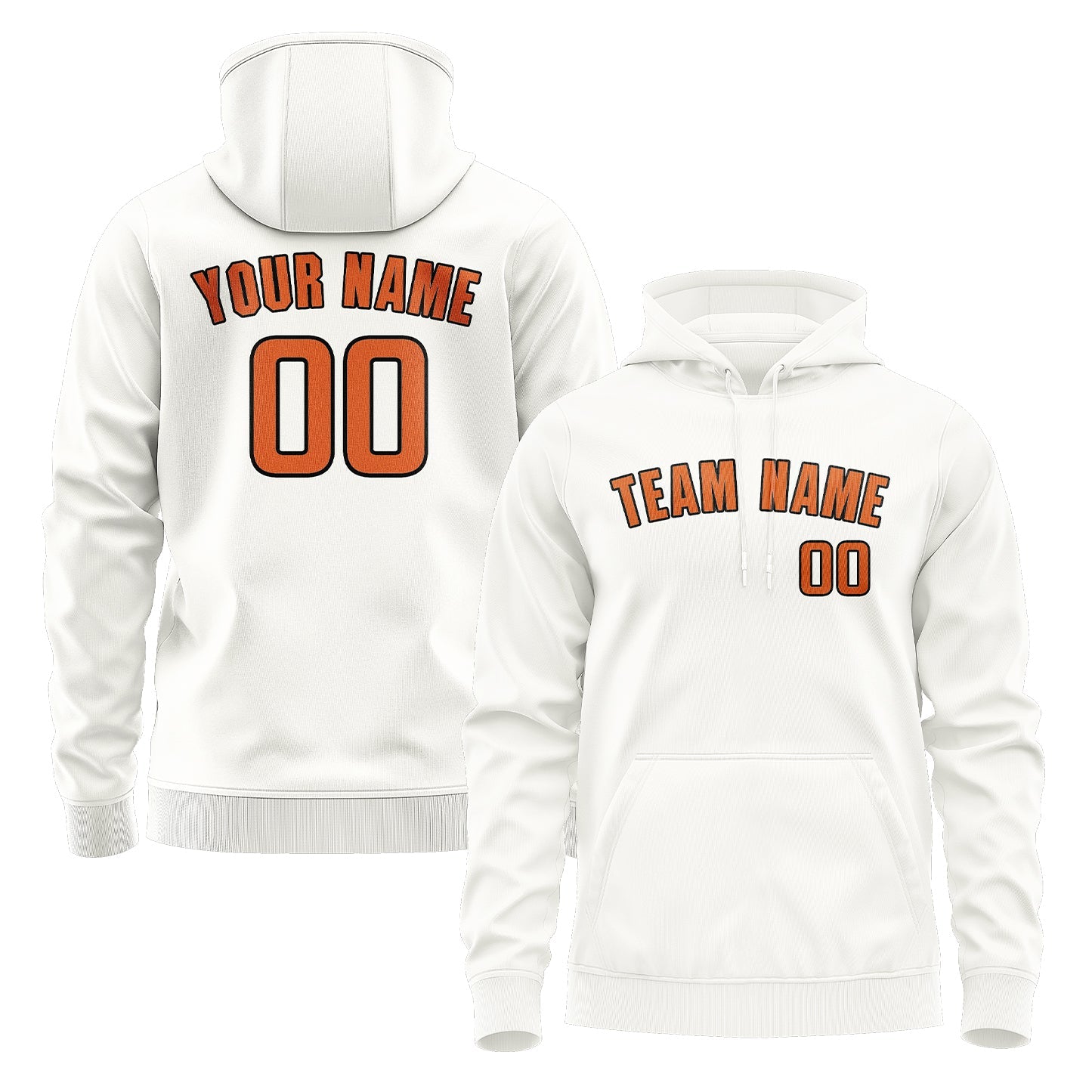 Custom White Orange Hoodie