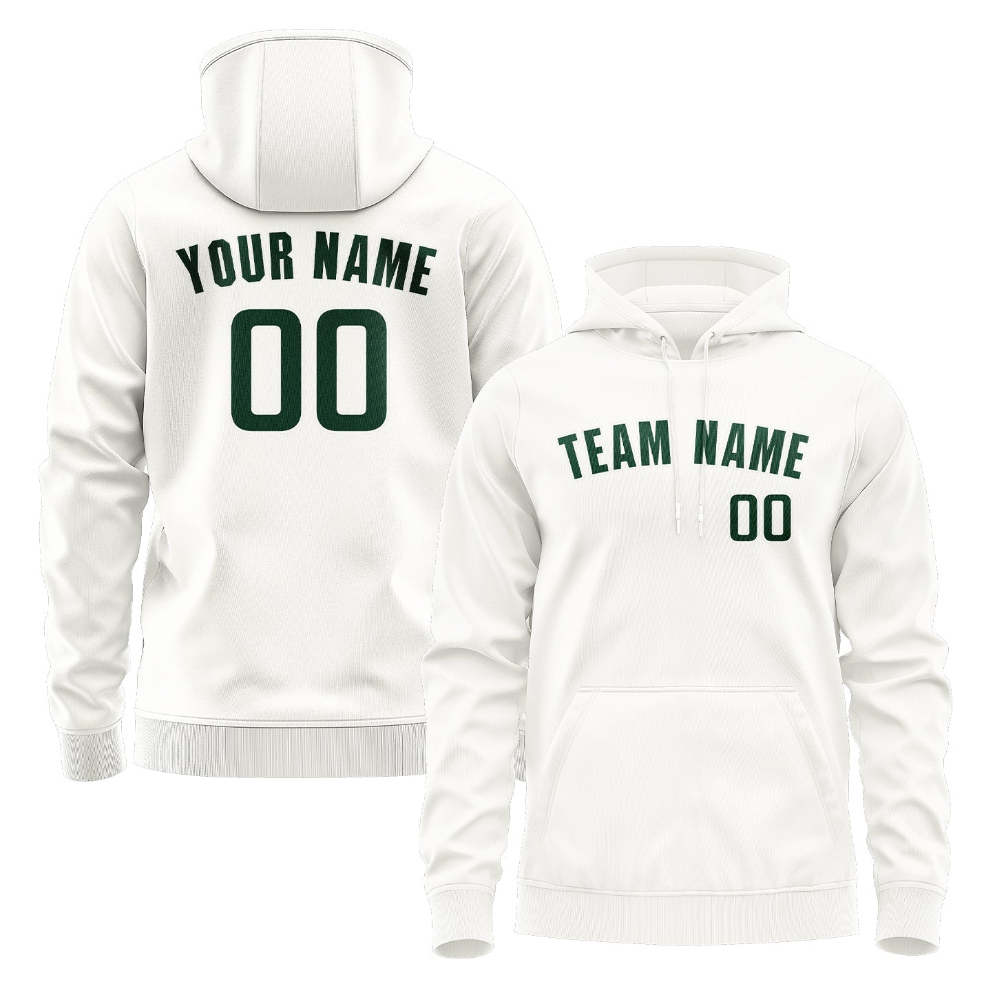 Custom White Green Hoodie