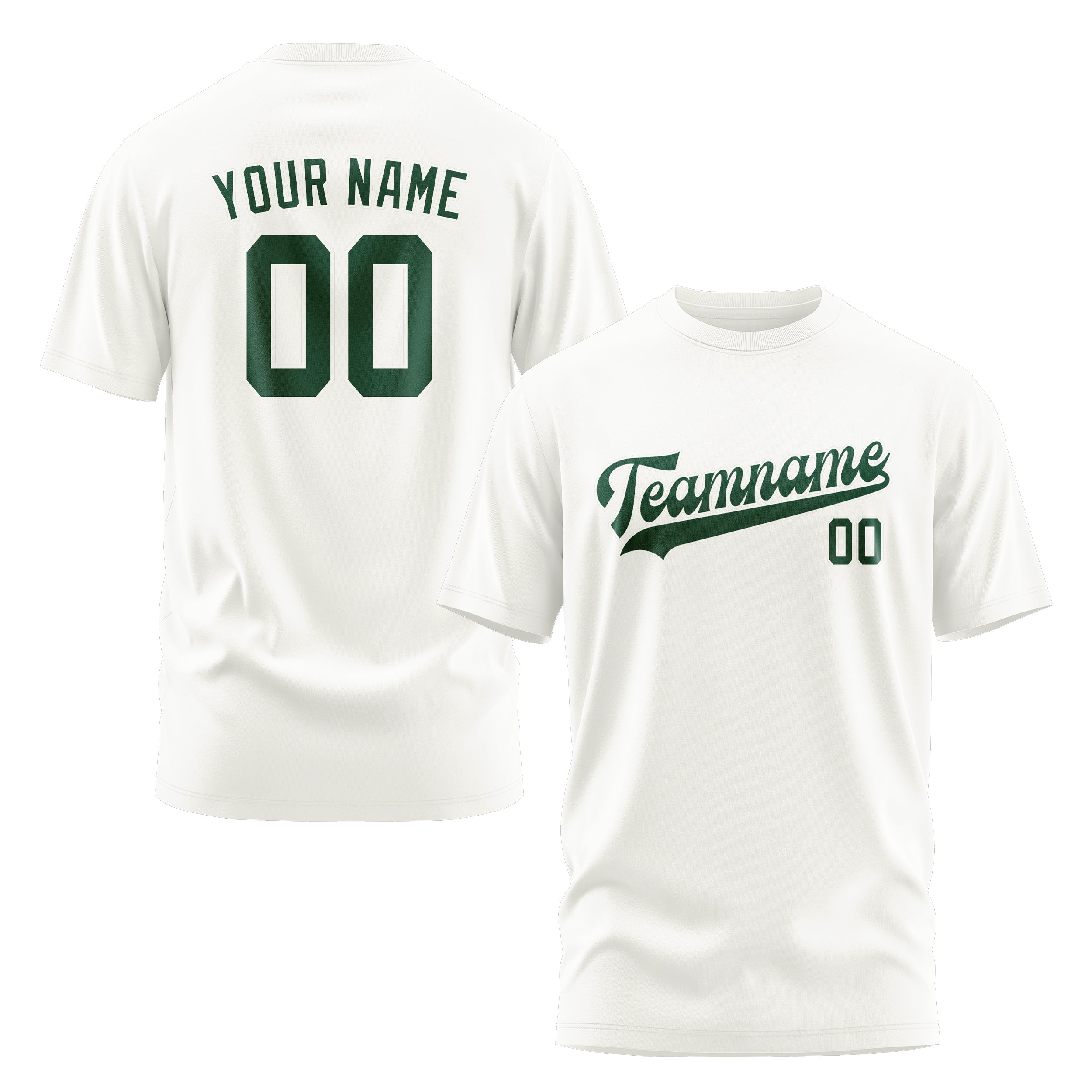Custom White Green T-Shirt
