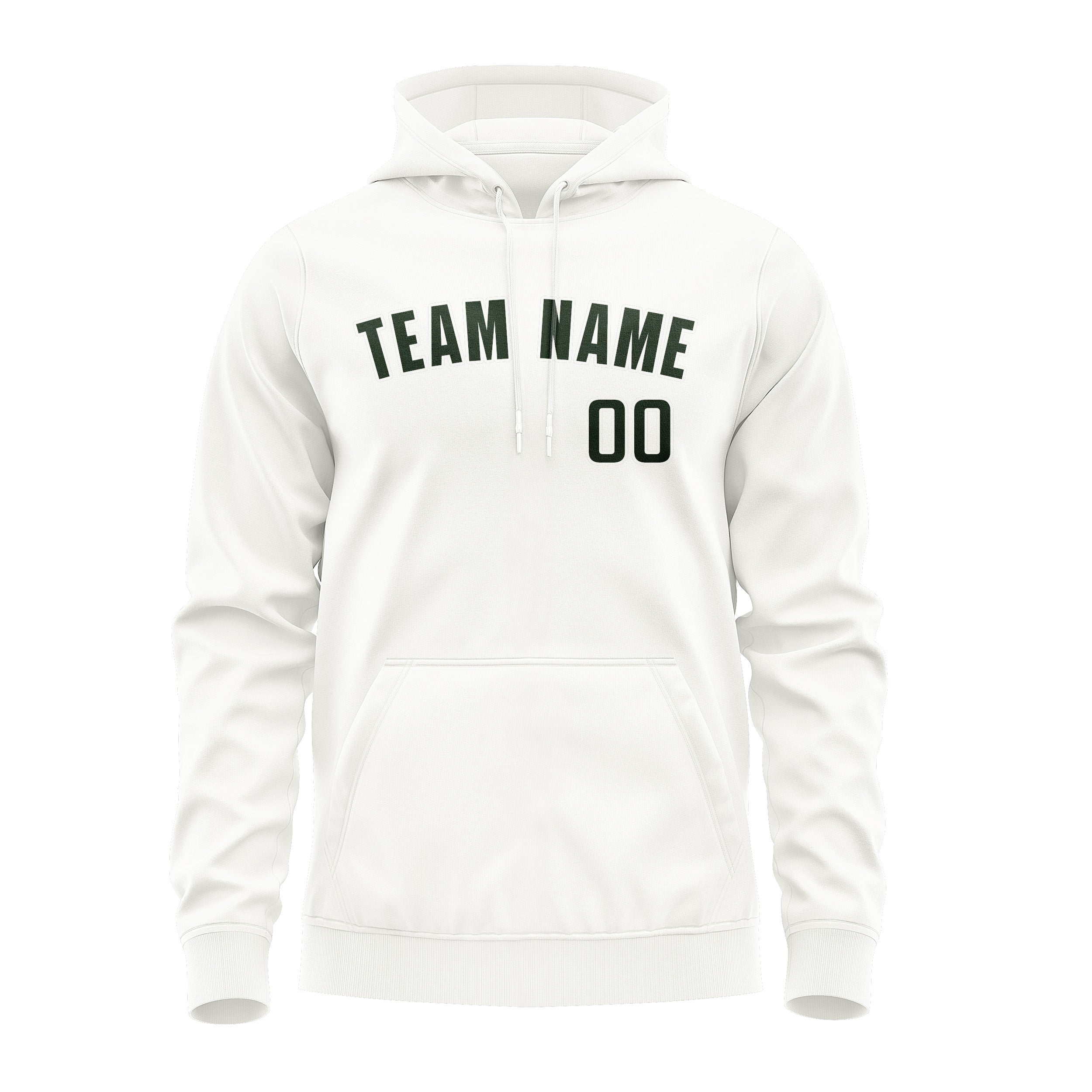 Custom White Dark Green Hoodie