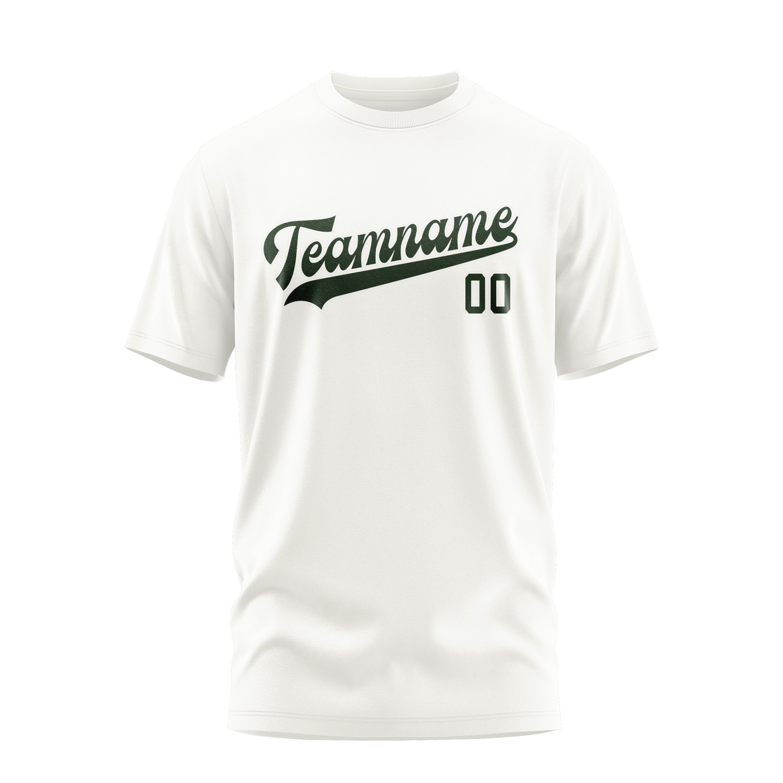 Custom White Dark Green T-Shirt