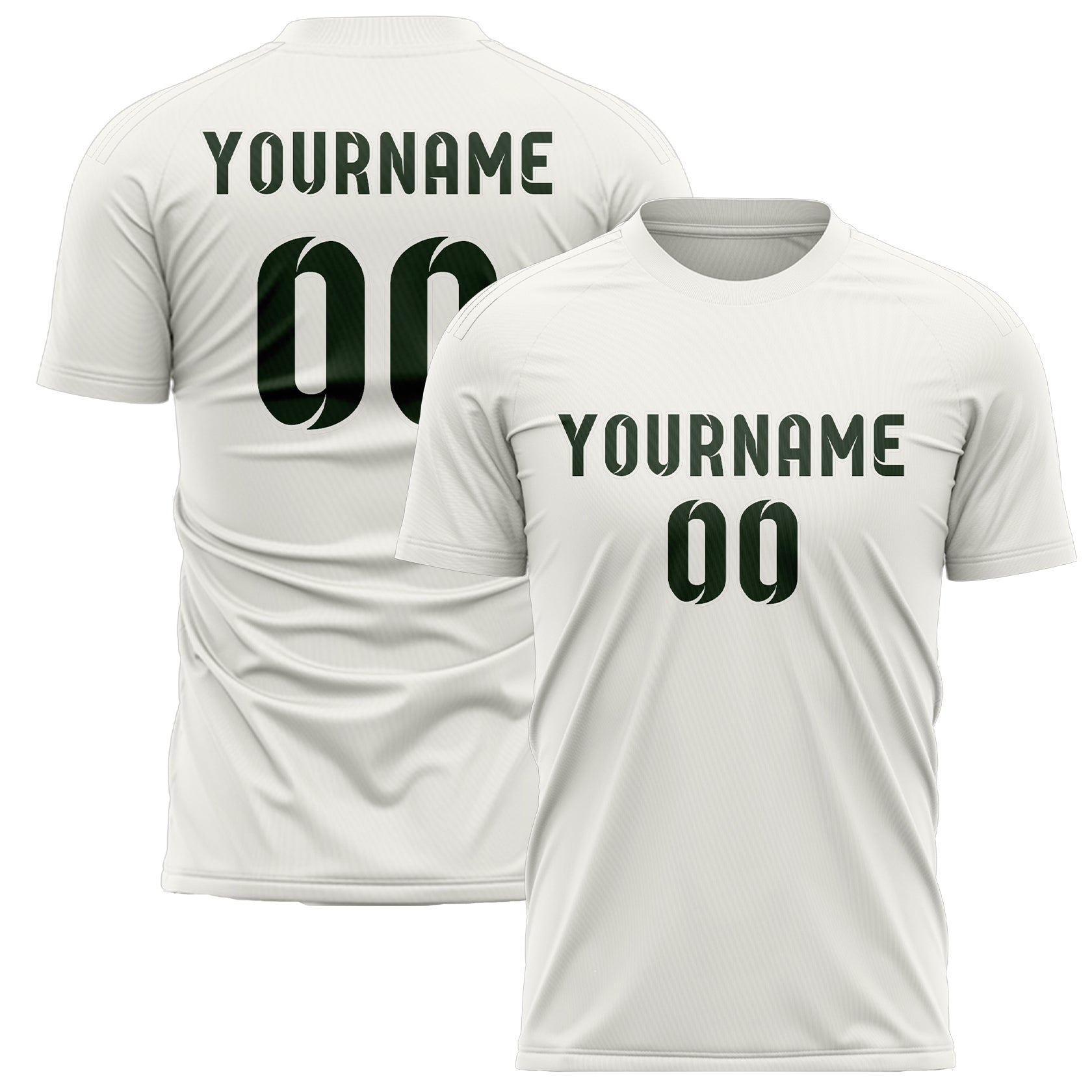 Custom White Dark Green Soccer Jersey