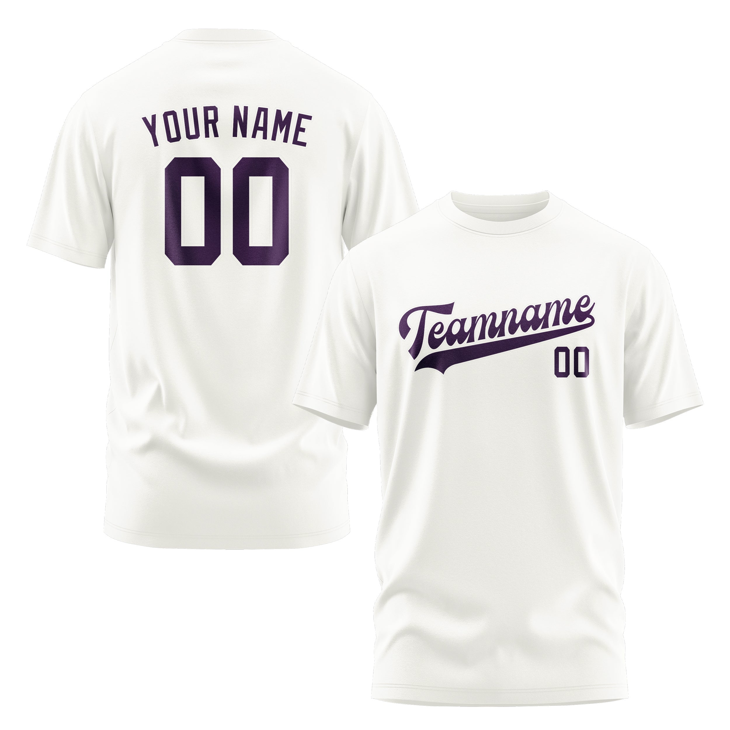Custom White Purple T-Shirt