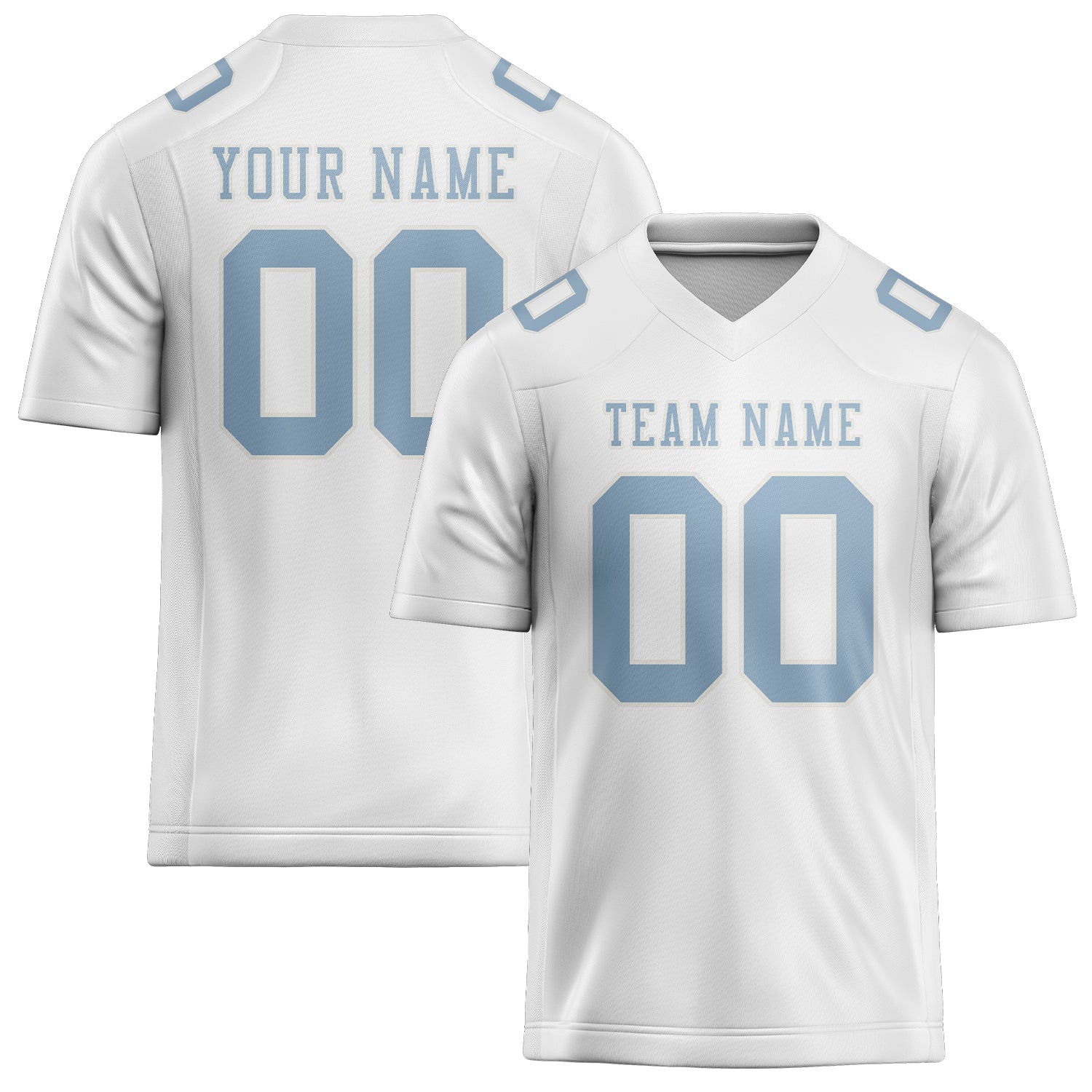 Custom White Light Blue Football Jersey