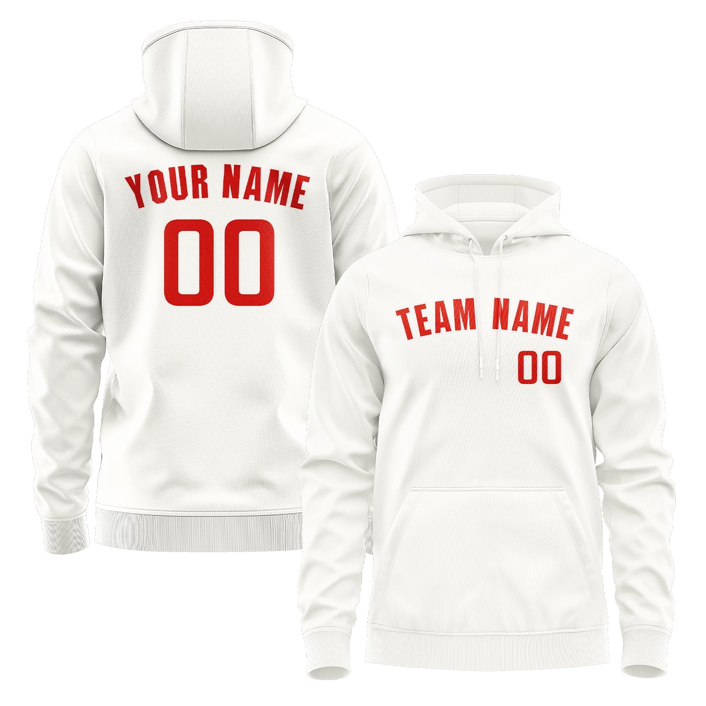 Custom White Orange Red Hoodie