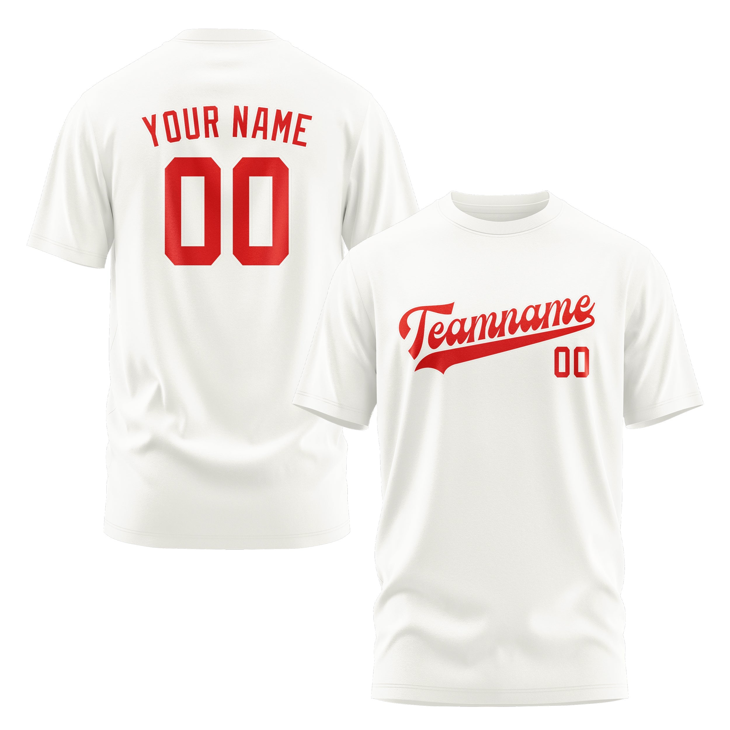 Custom White Orange Red T-Shirt