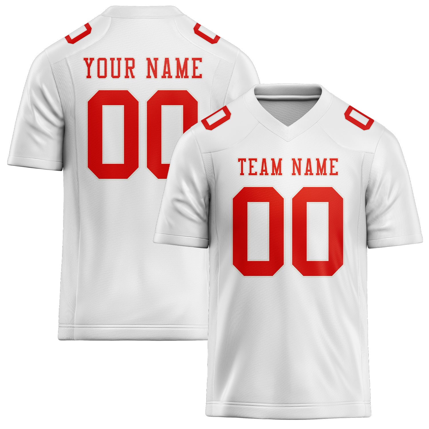 Custom White Orange Red Football Jersey