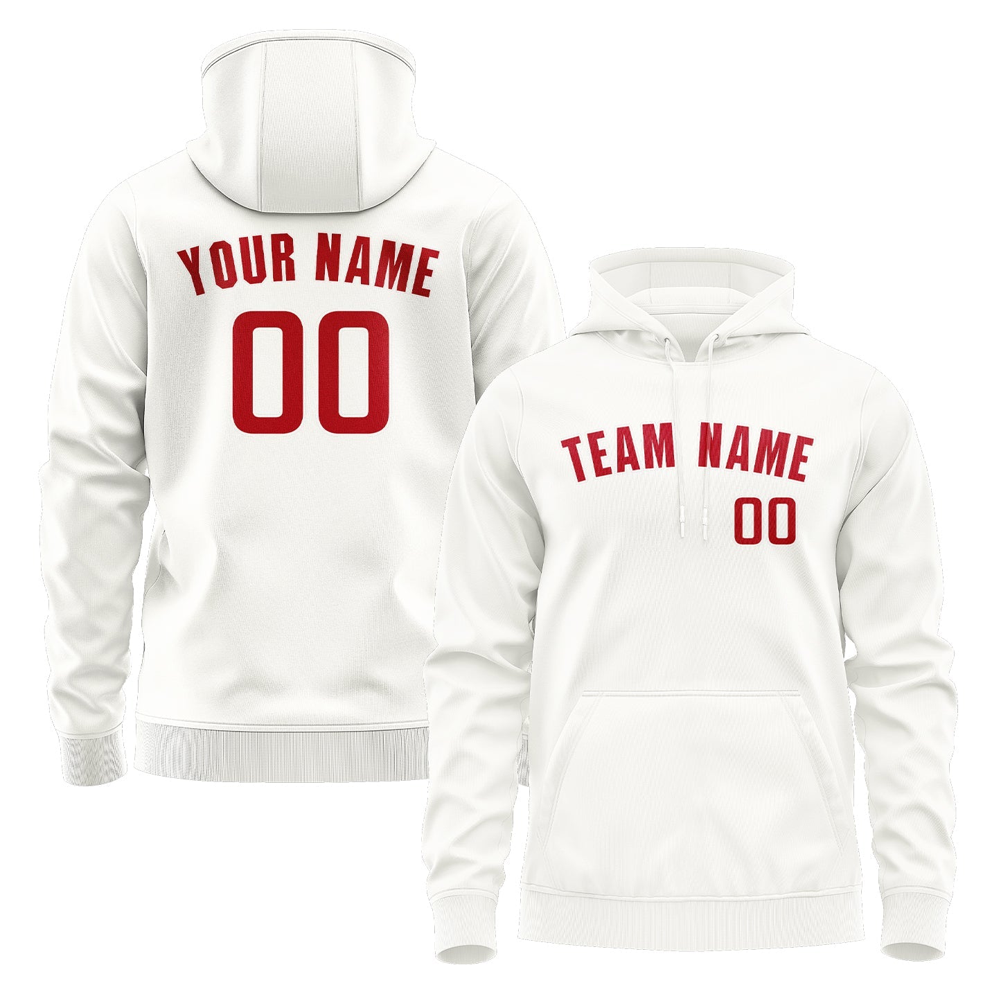 Custom White Red Hoodie