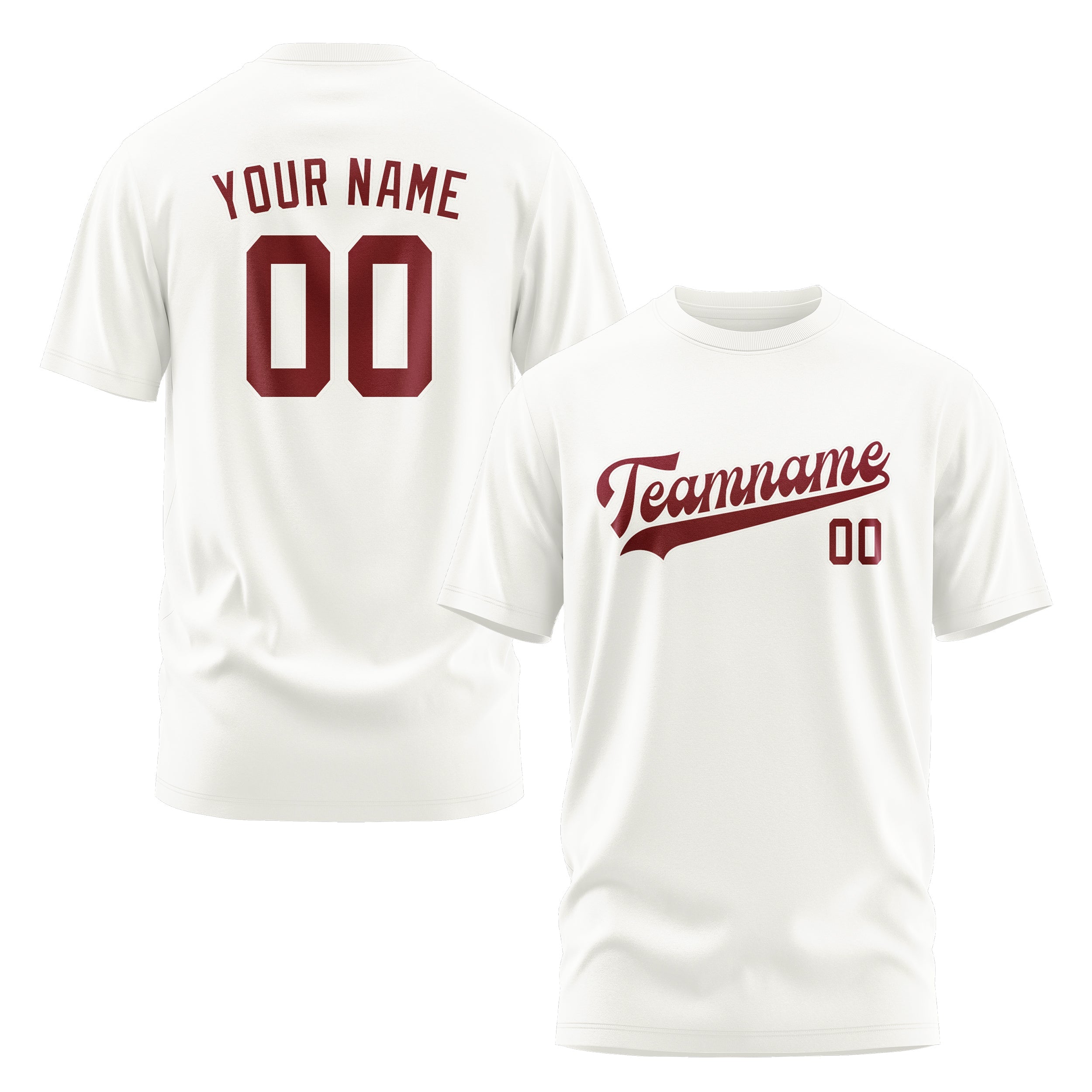 Custom White Crimson Red T-Shirt