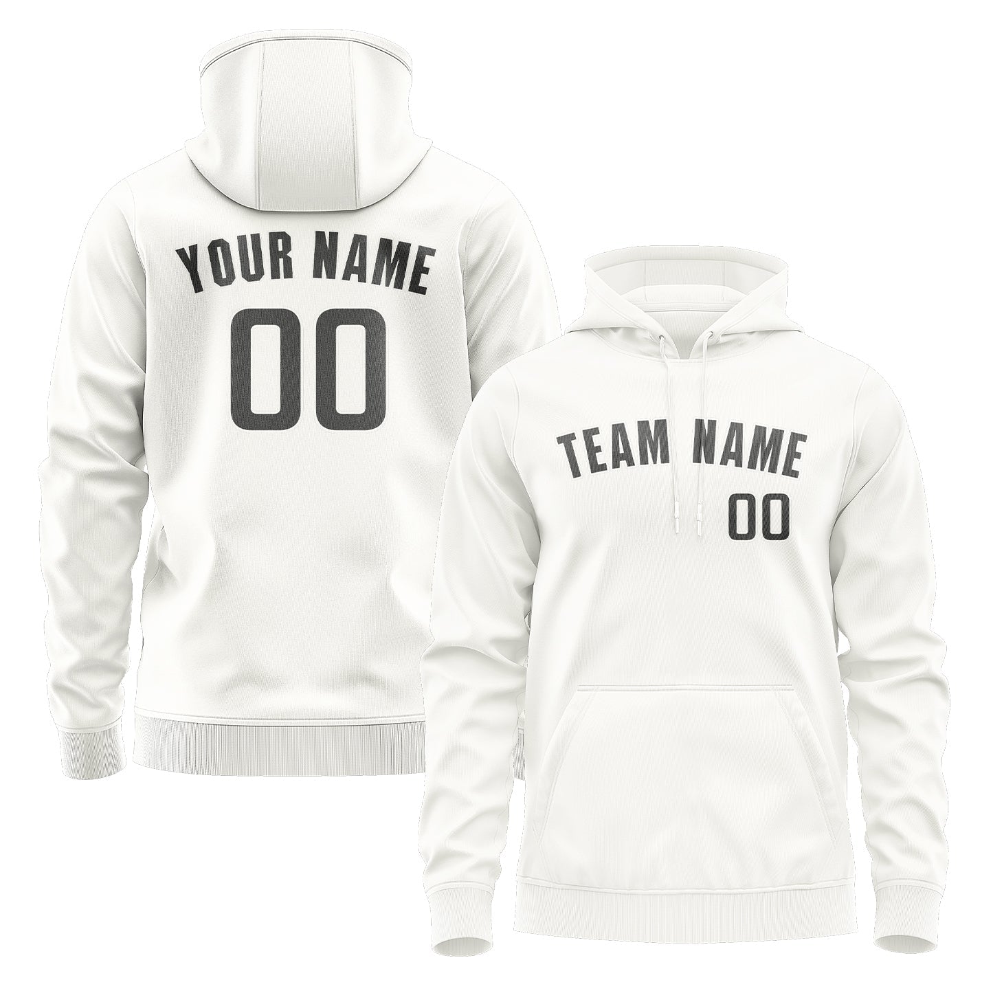 Custom White Dark Grey Hoodie
