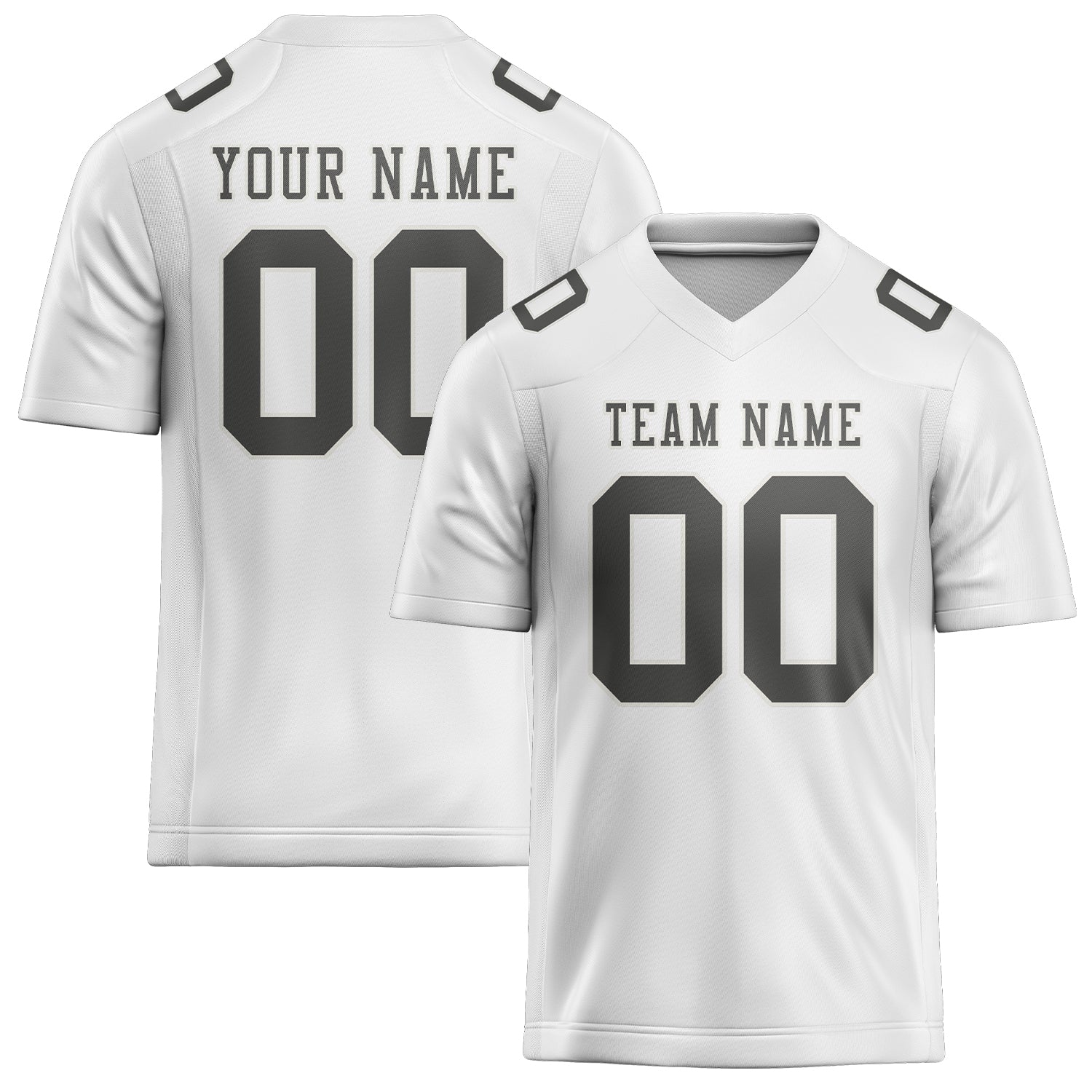 Custom White Dark Grey Football Jersey