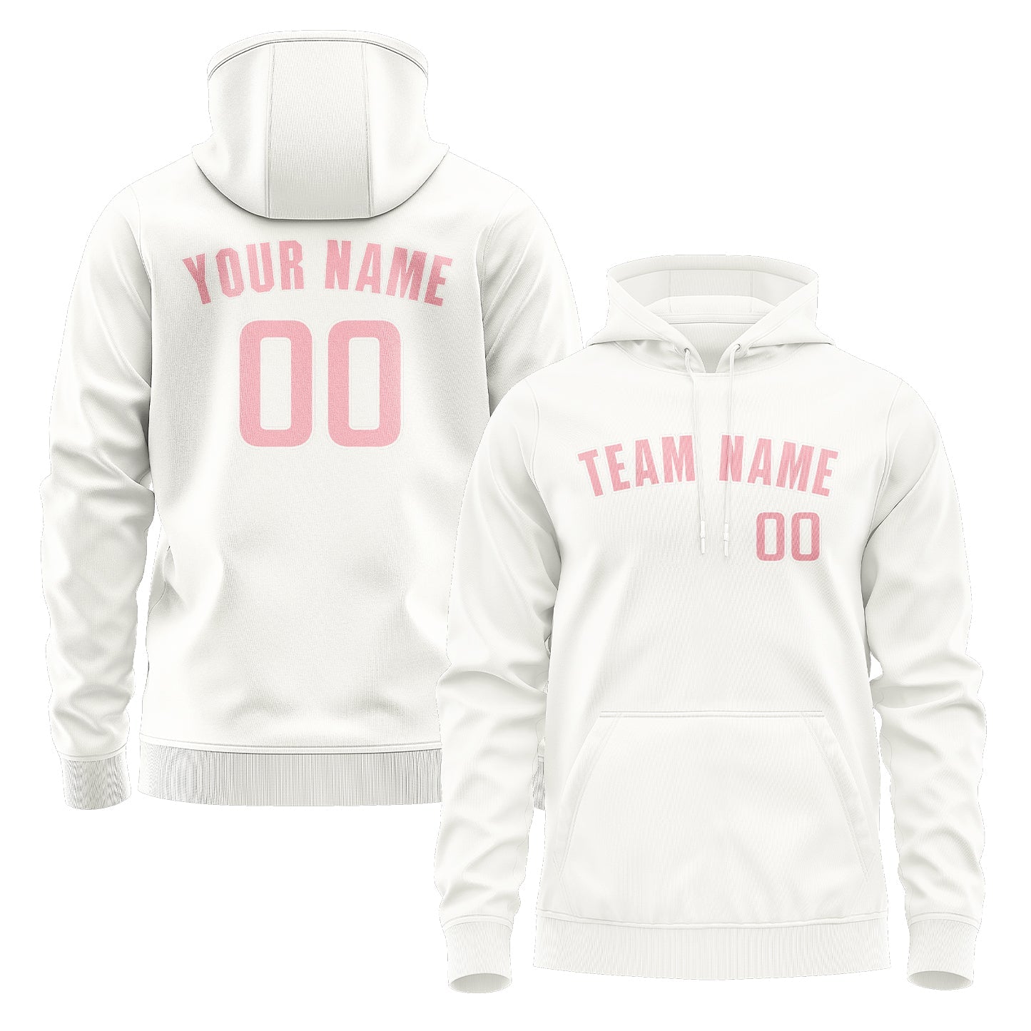 Custom White Light Pink Hoodie