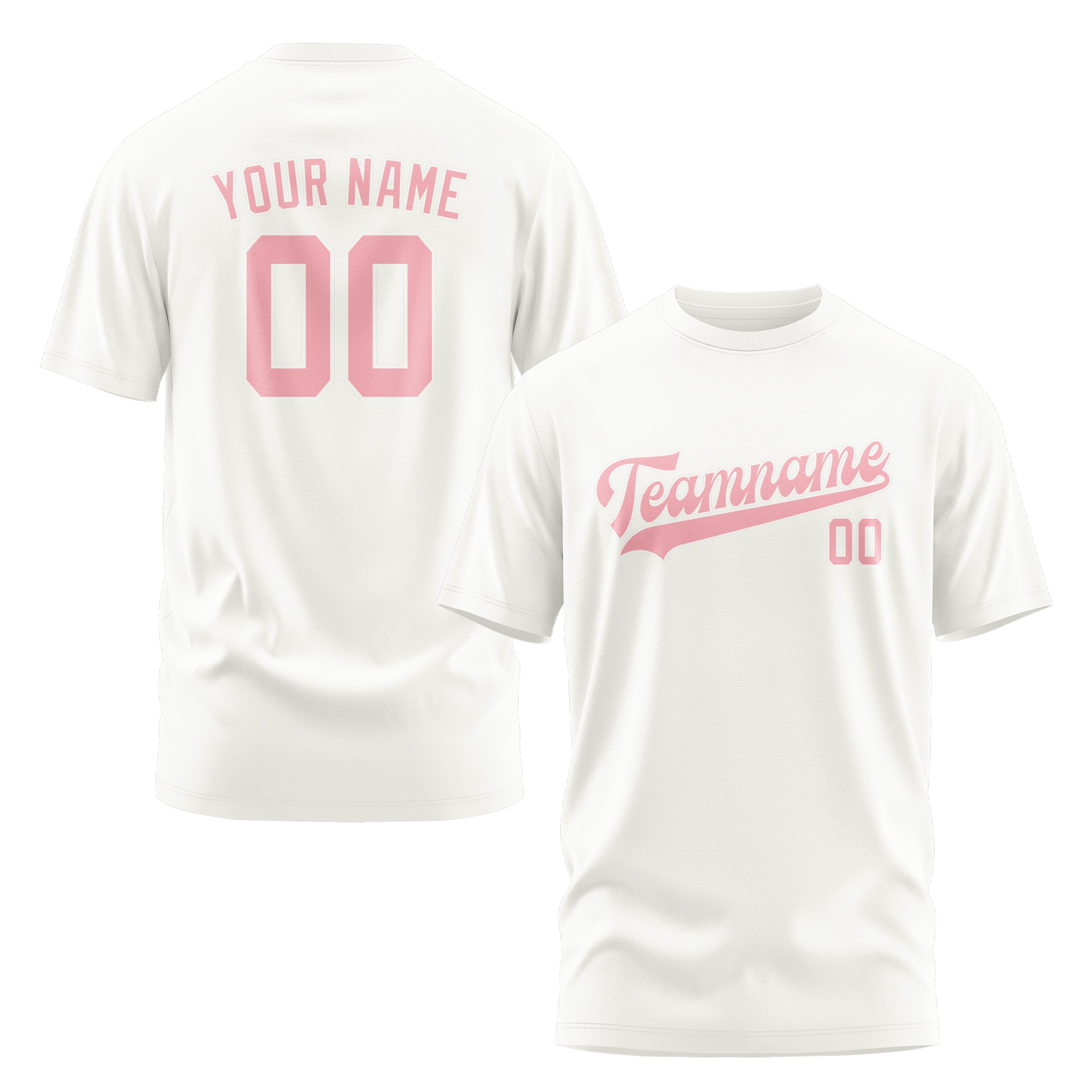 Custom White Light Pink T-Shirt