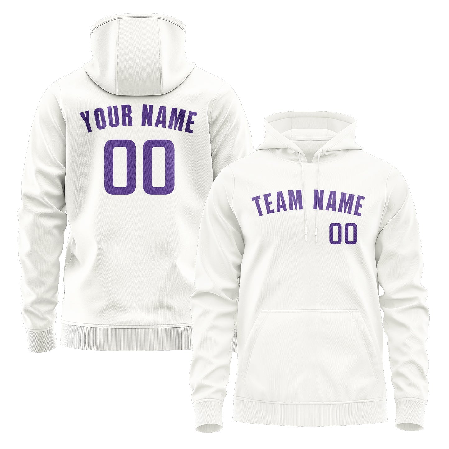 Custom White Light Purple Hoodie
