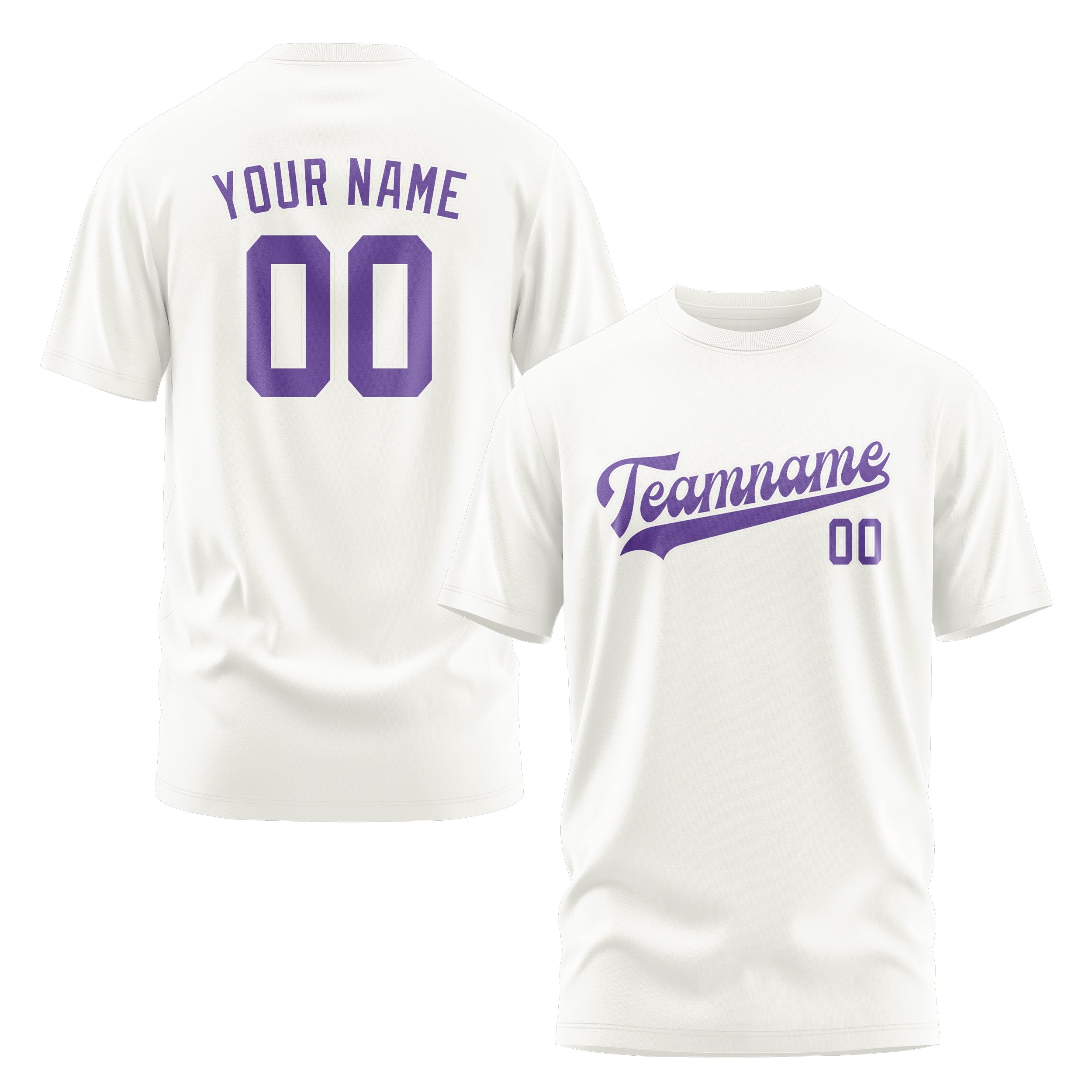 Custom White Light Purple T-Shirt