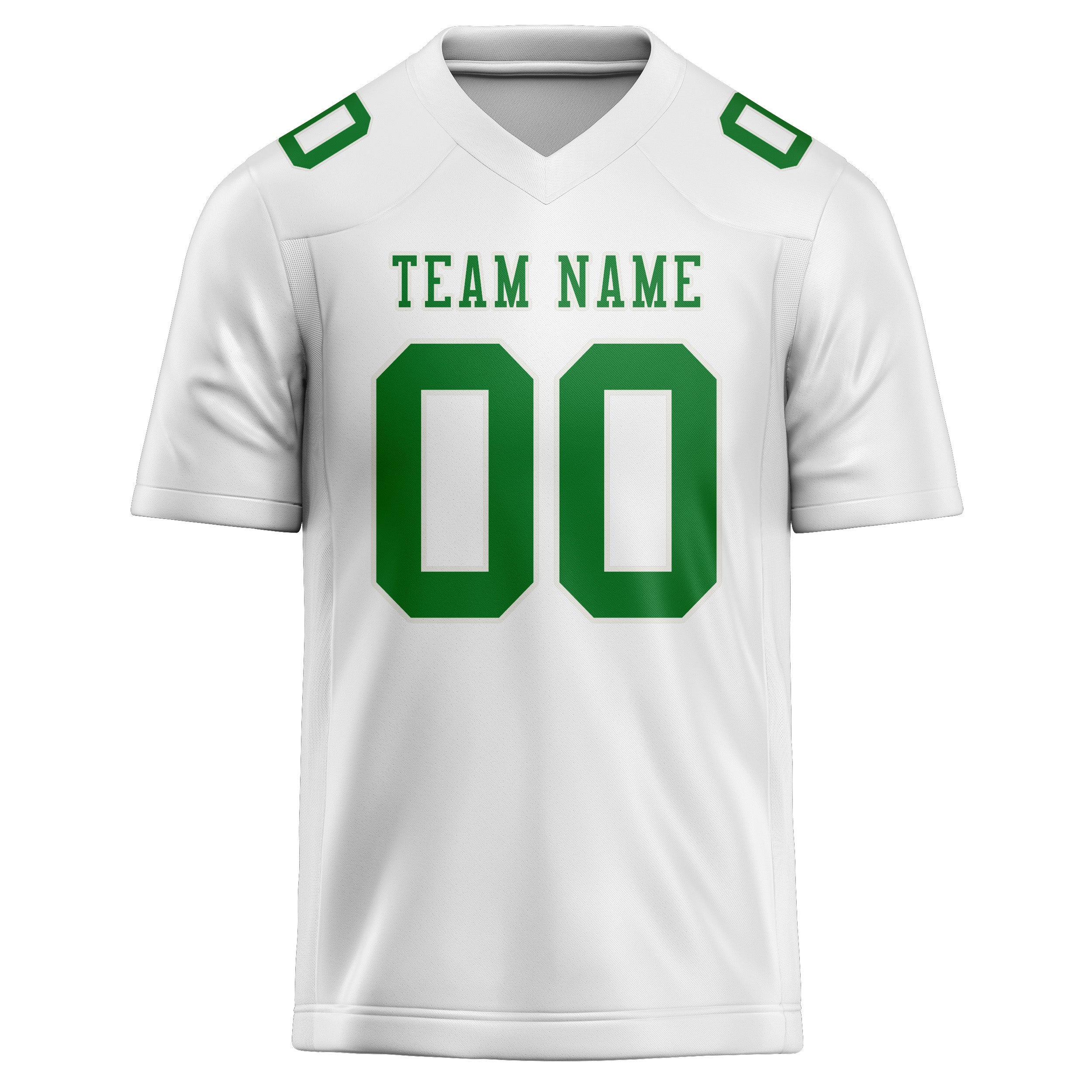 Custom White Emerald Green Football Jersey